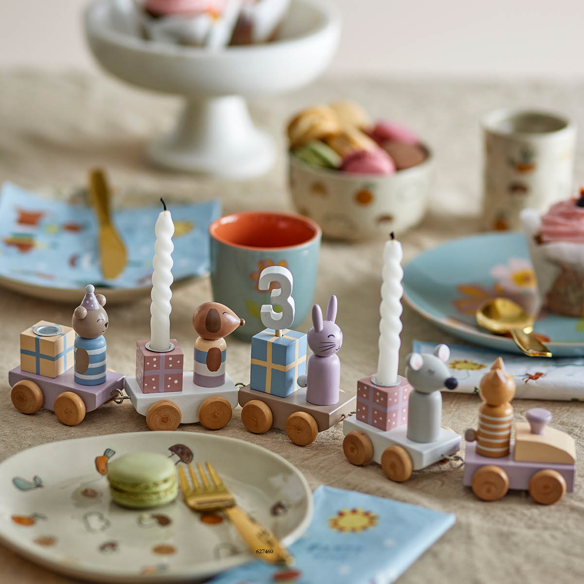 Bloomingville MINI Junaid födelsedagståg 38 cm rosa/brun