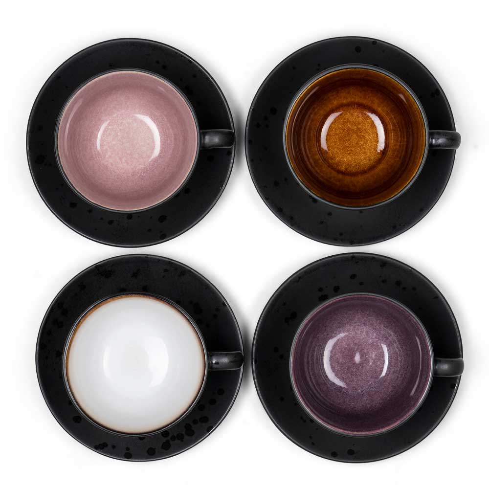 Bitz Kopp med tefat 24 cl 4 stk svart/rosa