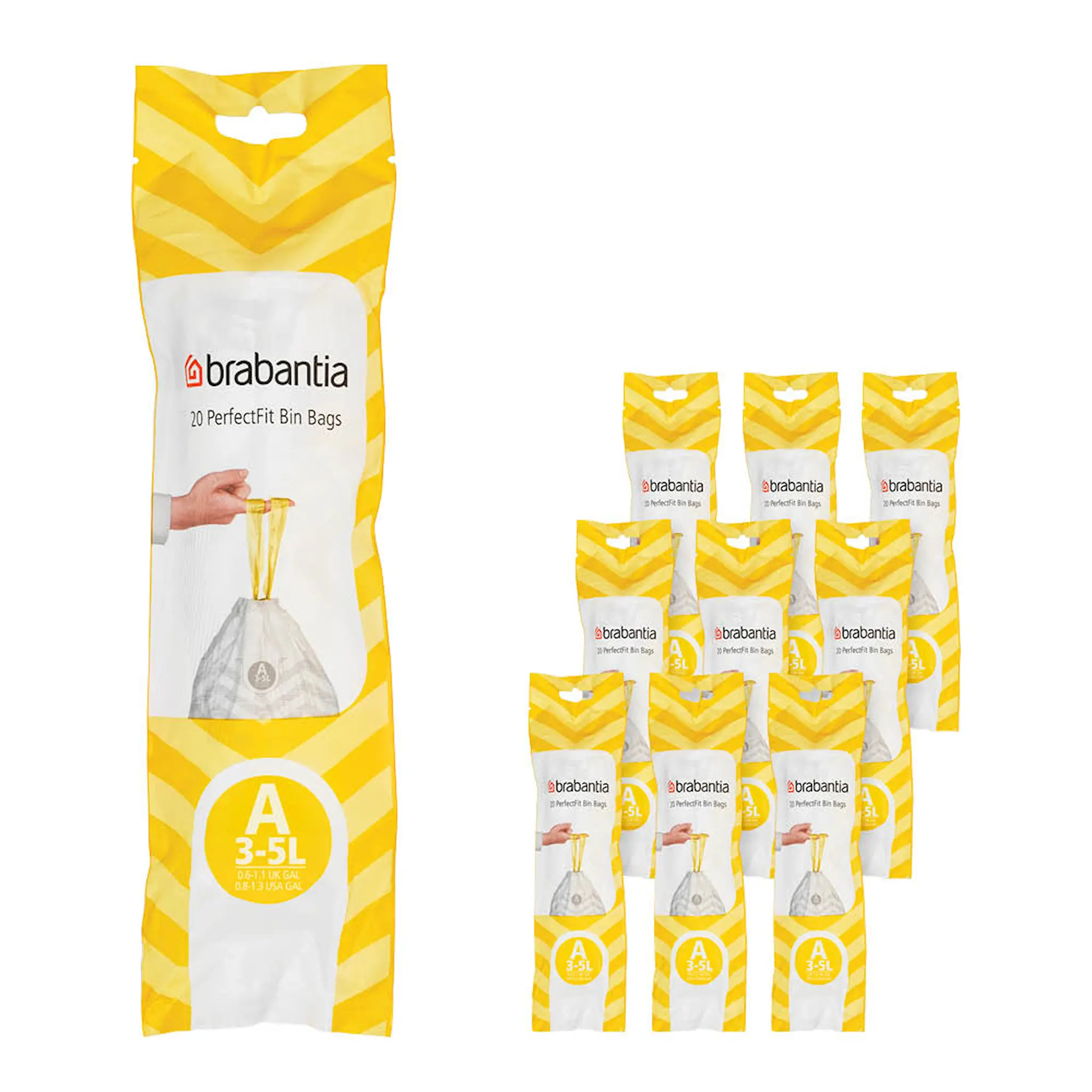 Brabantia PerfectFit avfallspåsar 3 L 200-pack Kod A vit