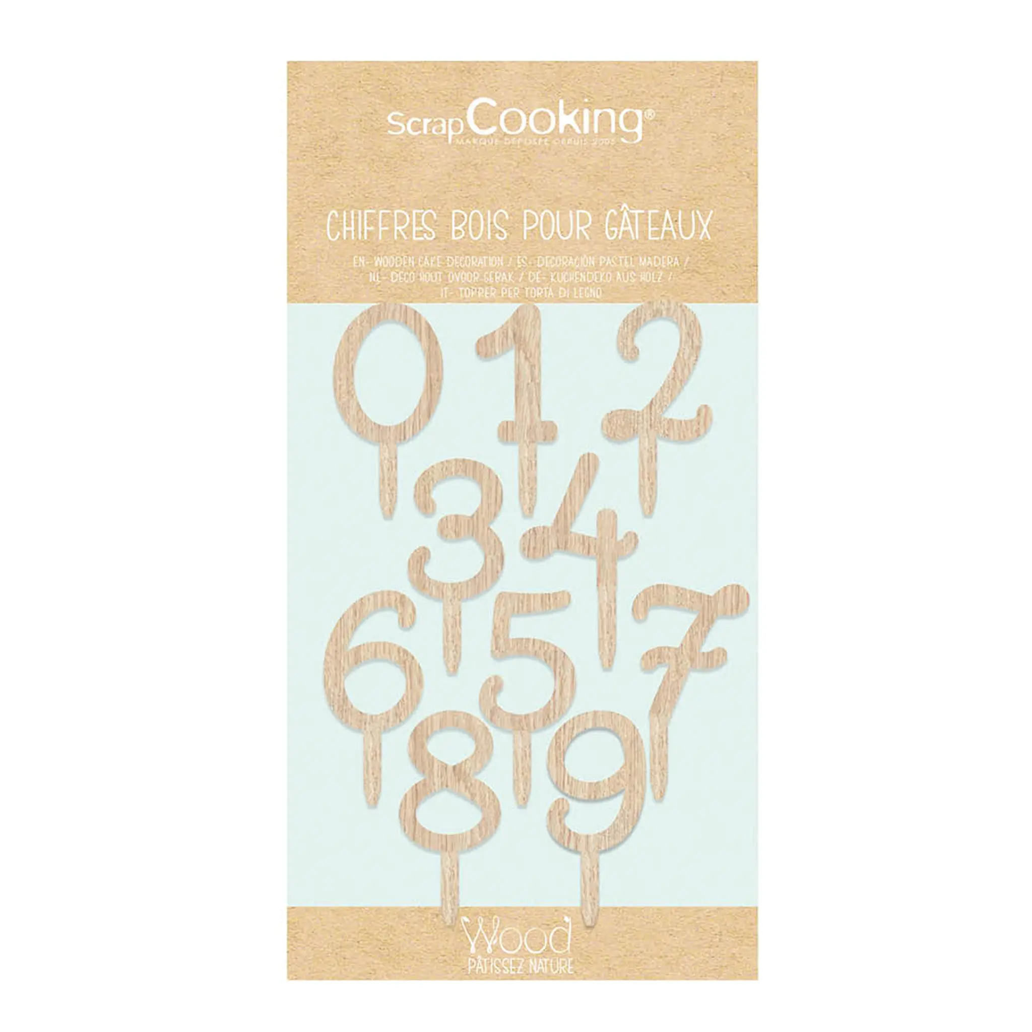 ScrapCooking Kaketopp tall 0-9 10 stk tre