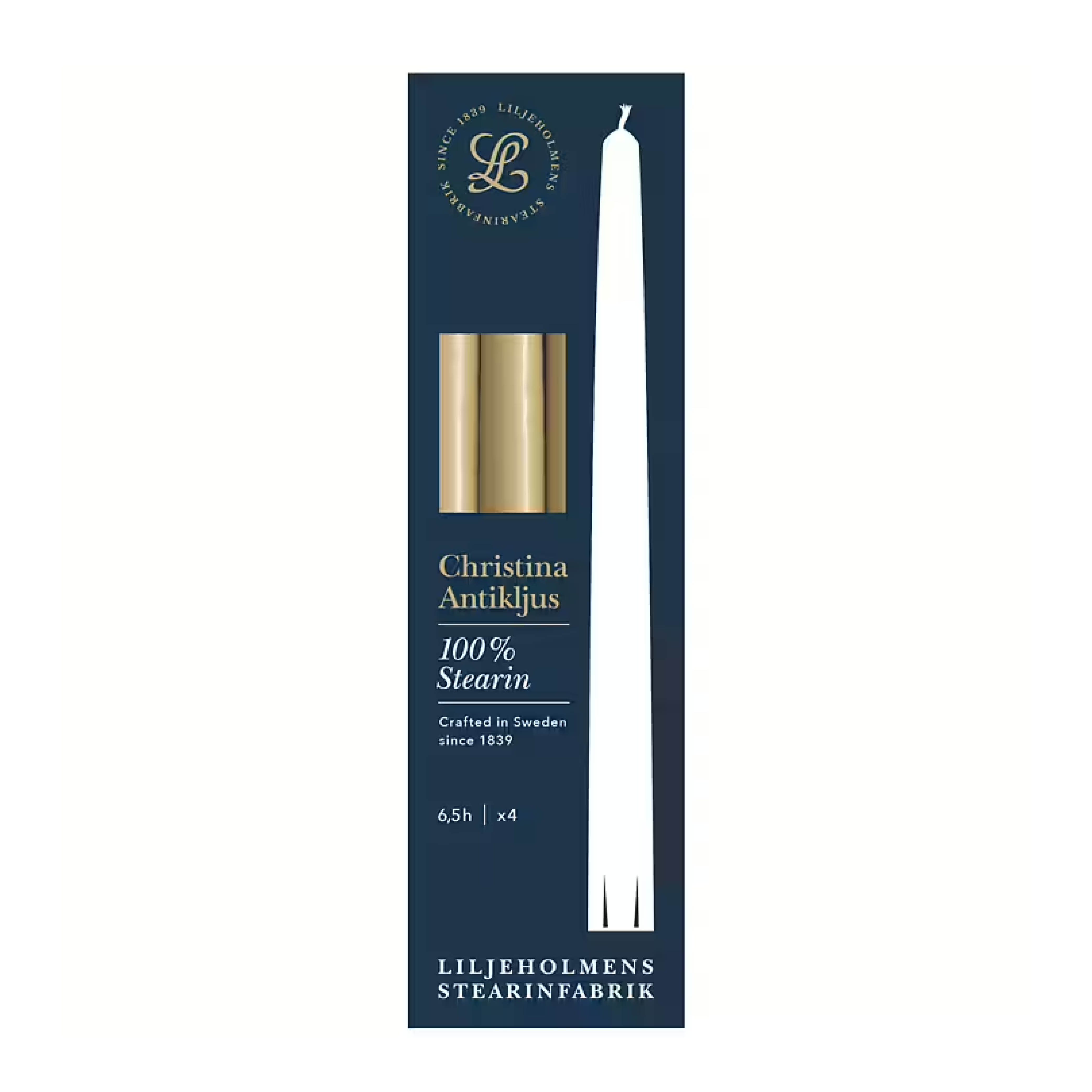 Liljeholmens - Christina antiikkikynttilä 26 cm 4 kpl hunaja