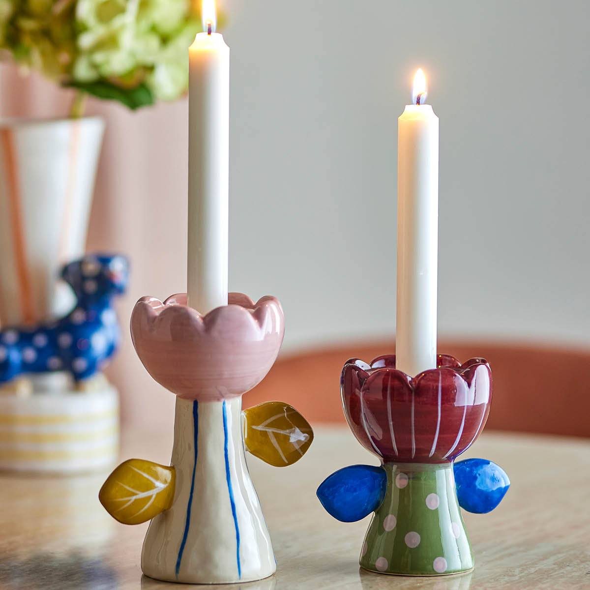 Bloomingville Florita lykt & lysestake 2 deler multi