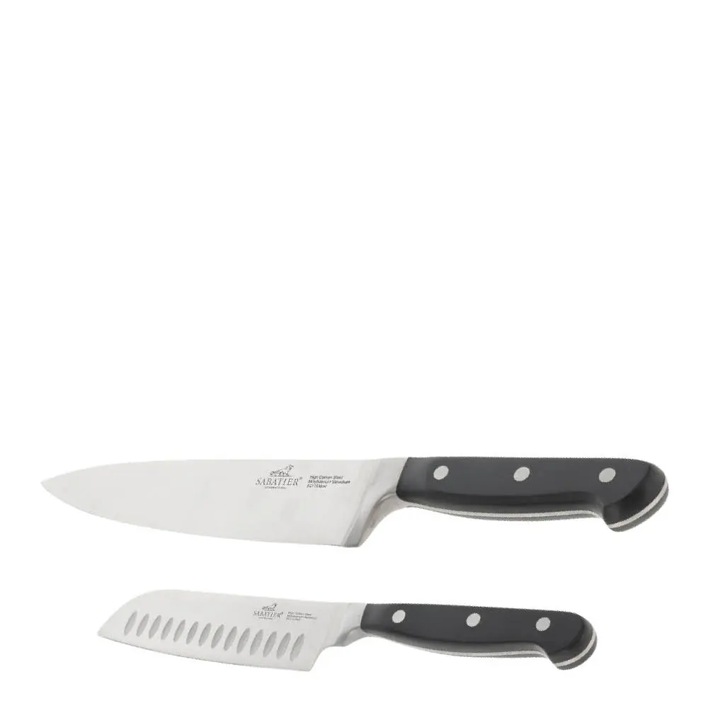 Pluton knivsett 2 deler stål/svart