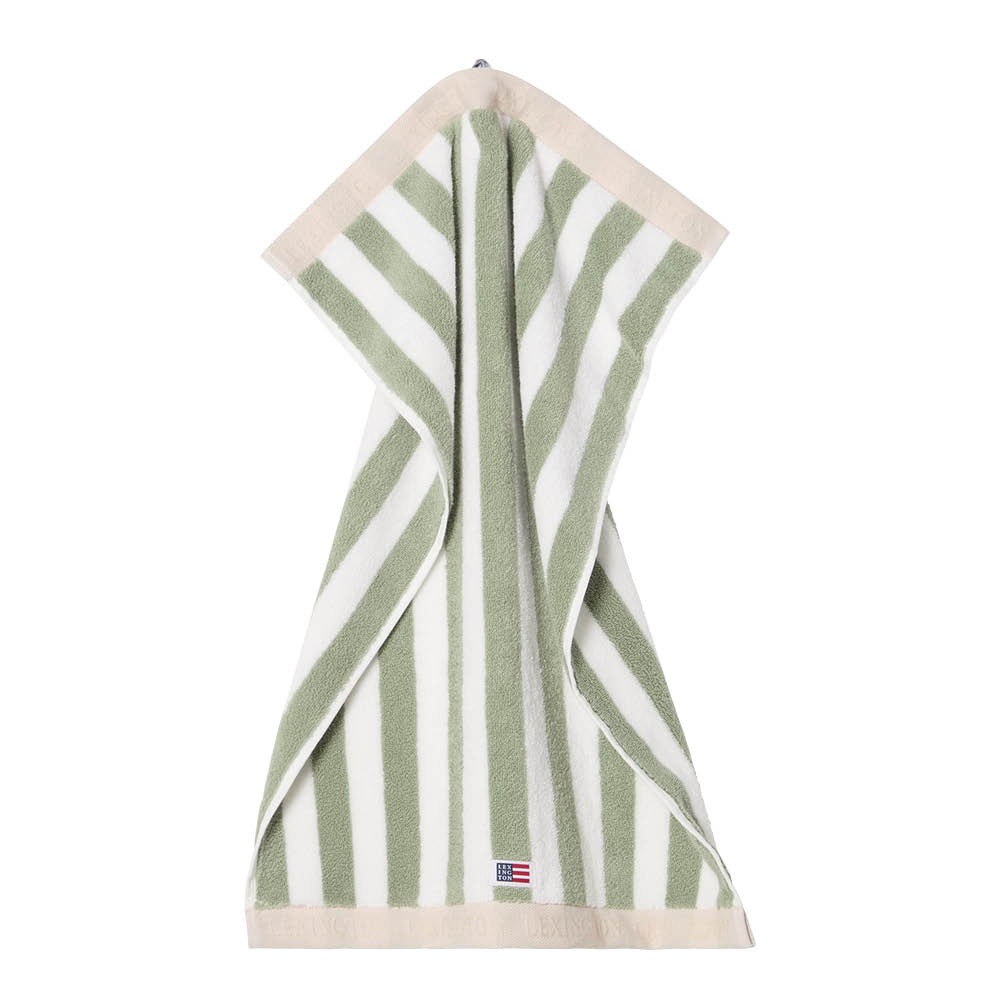 Lexington Handduk blockrandig 70x130 cm vintagegrön/vit/månstråle