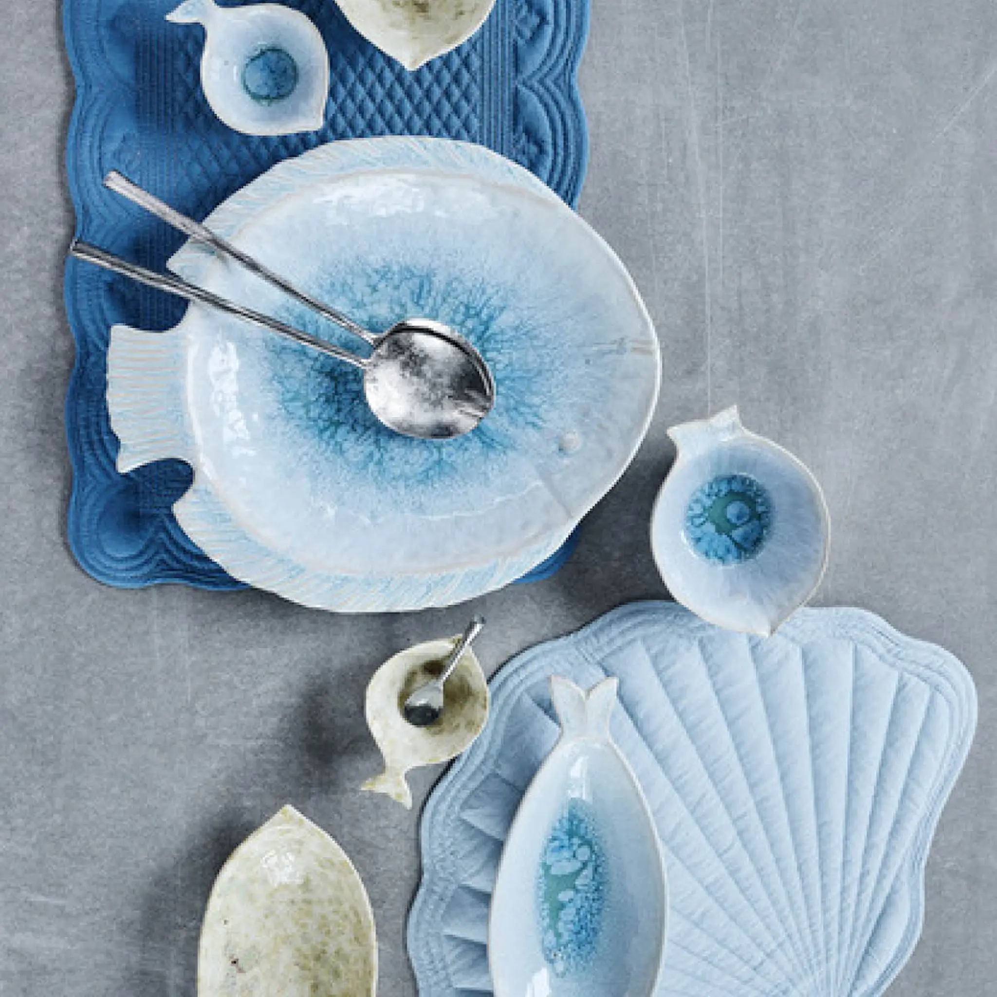 Lene Bjerre Marinelle serveringsfat fisk 30 cm blå