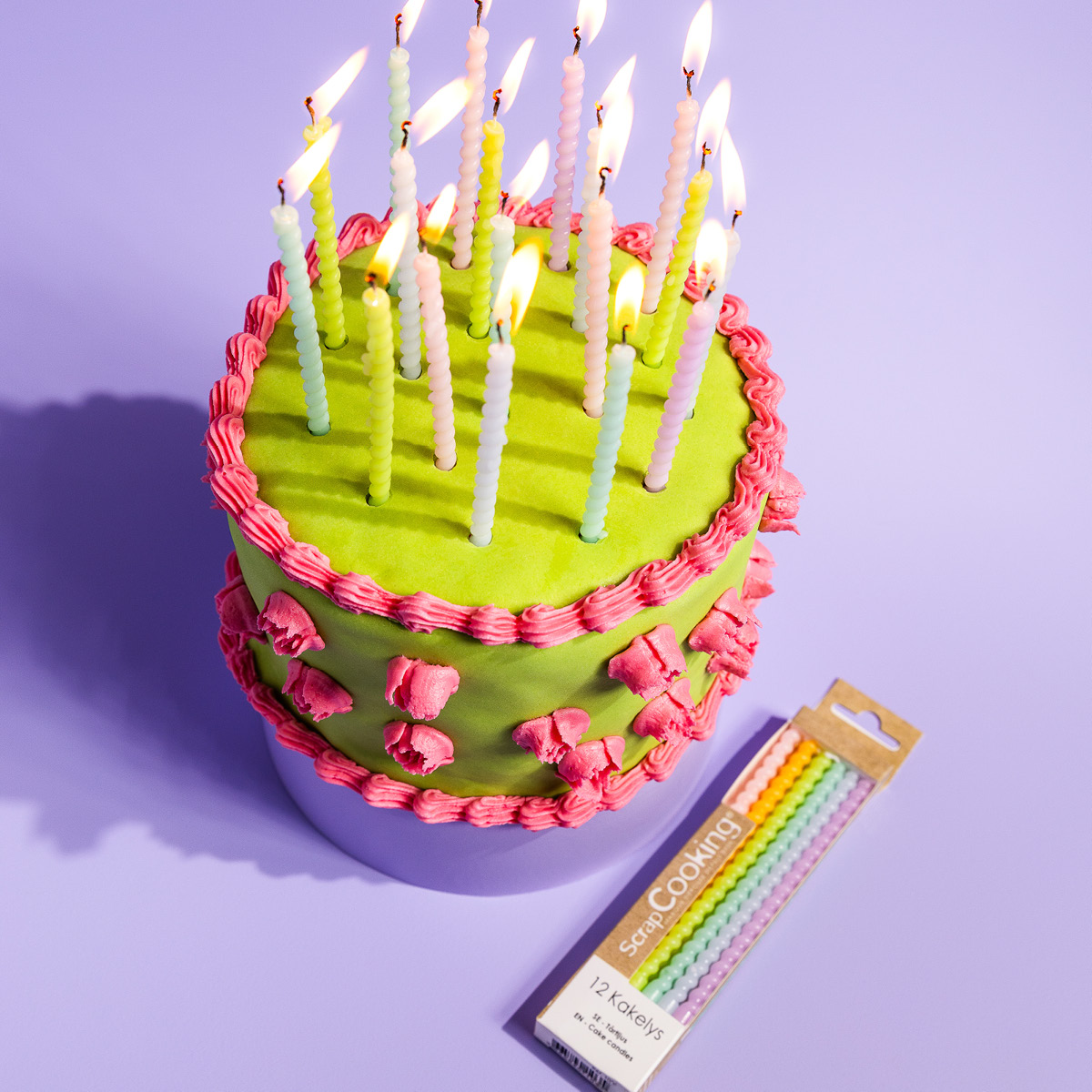 ScrapCooking Tårtljus vridna 12-pack 12 cm pastell mix