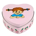 Pippi plåtburk hjärtformad 10 cm frukter/rosa