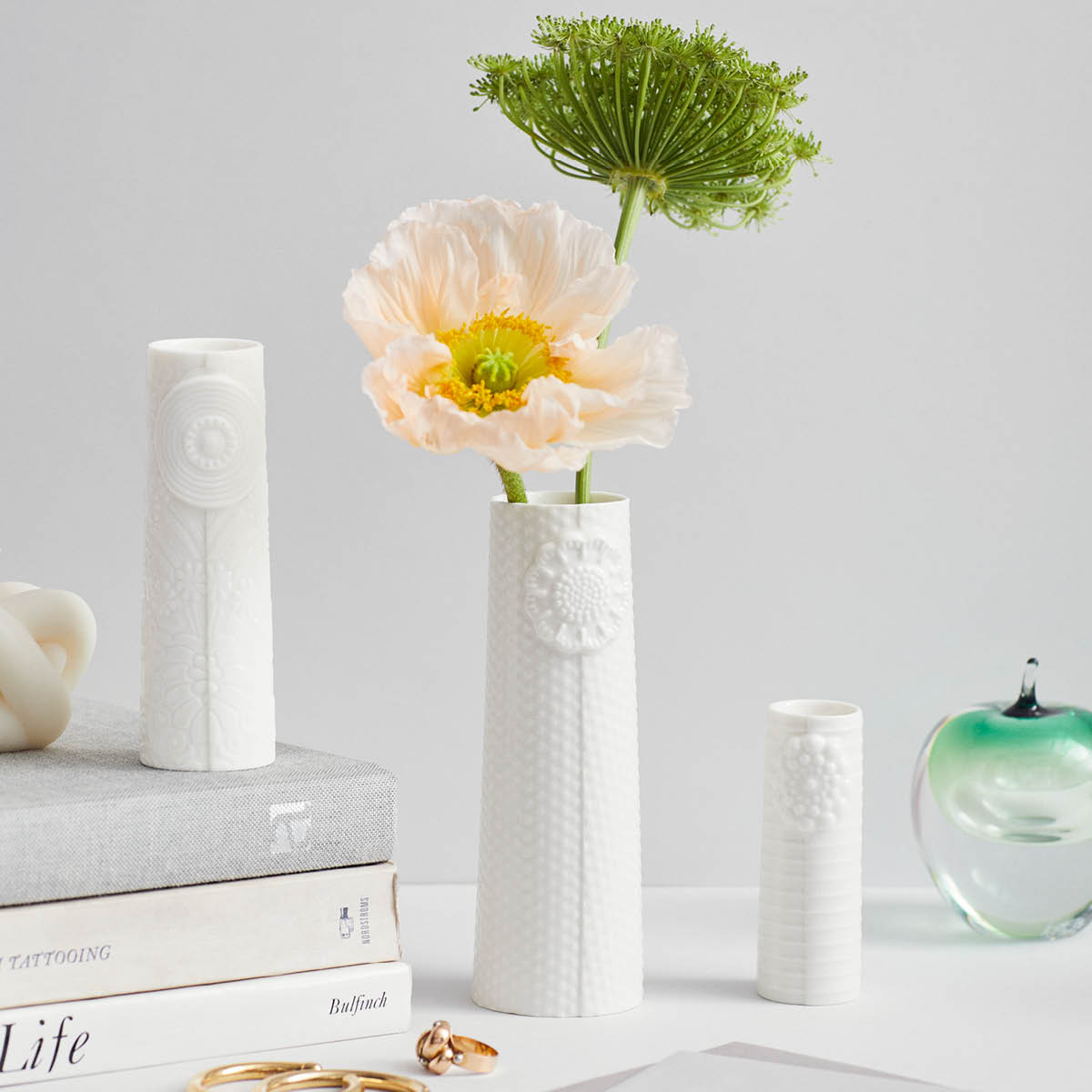 Dottir Pipanella Lines vase 9 cm hvit