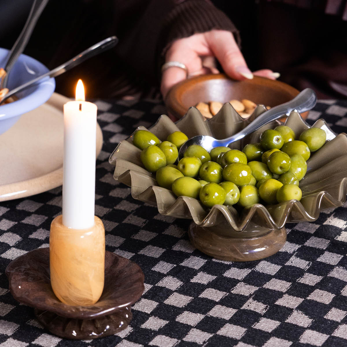 ByOn Lori skål 18 cm grønn/beige