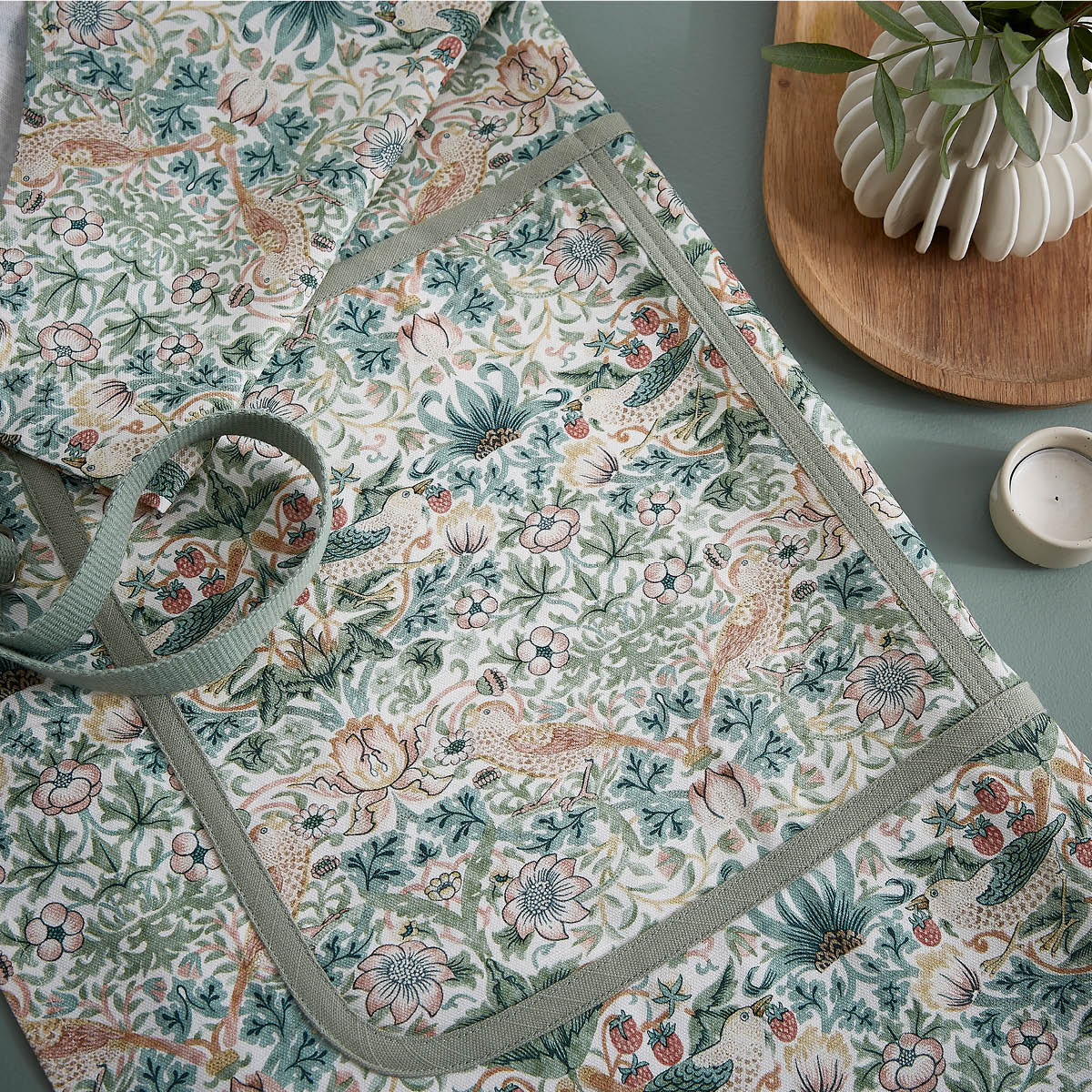 Spode Morris & Co forkle Strawberry Thief Cochineal/Willow 70x95 cm