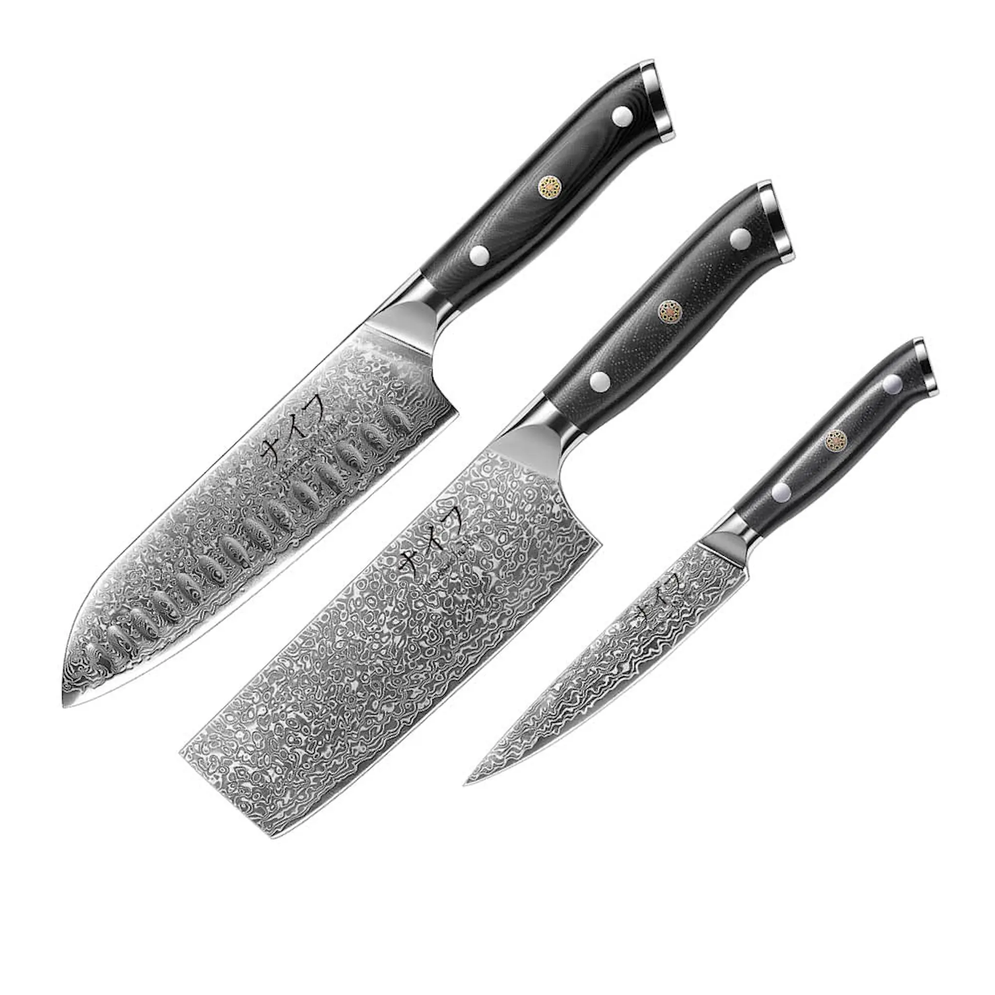 Damaskus by Haws G10 knivset 3 delar svart