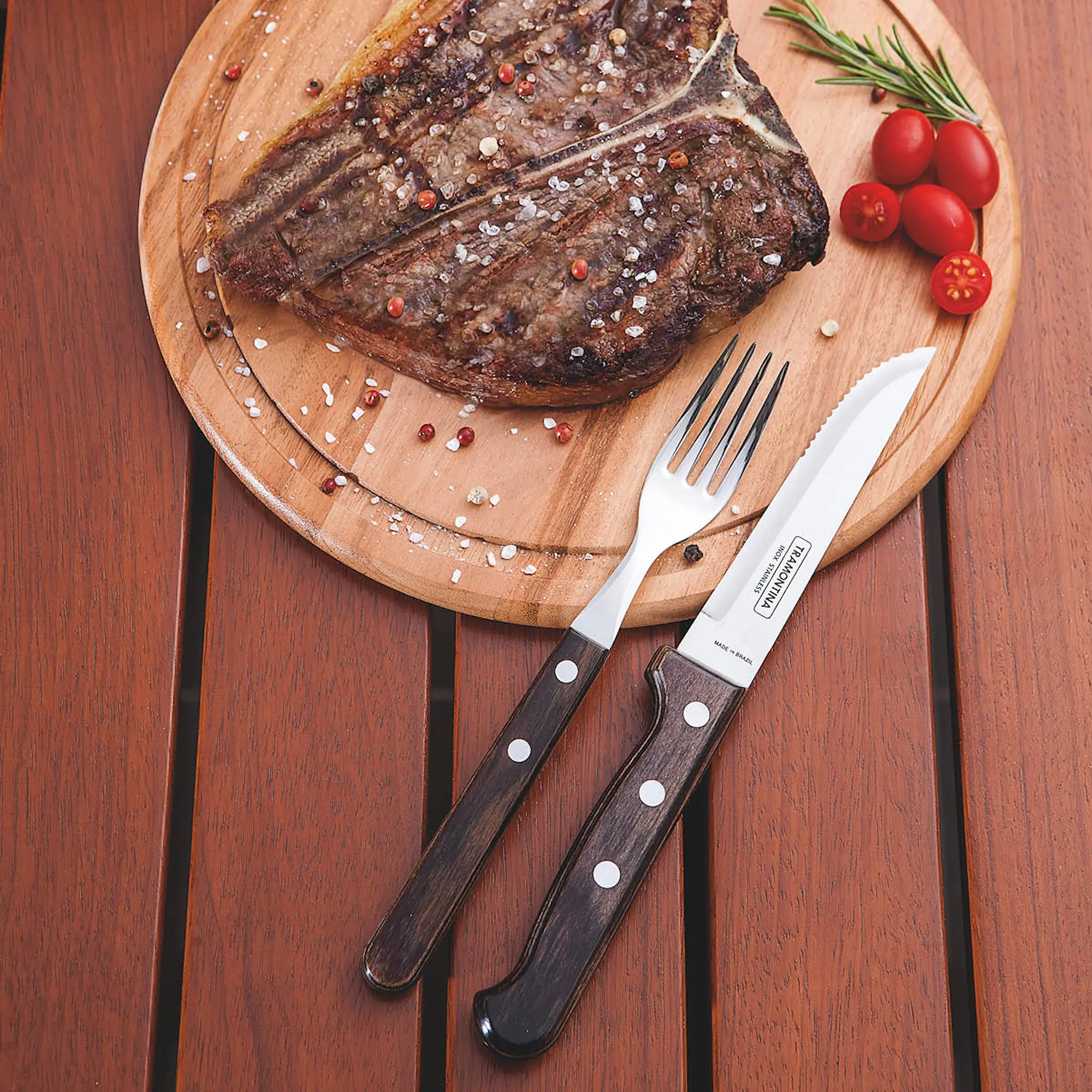 Tramontina Churrasco Pihviaterimet 12 osaa Honkapuu