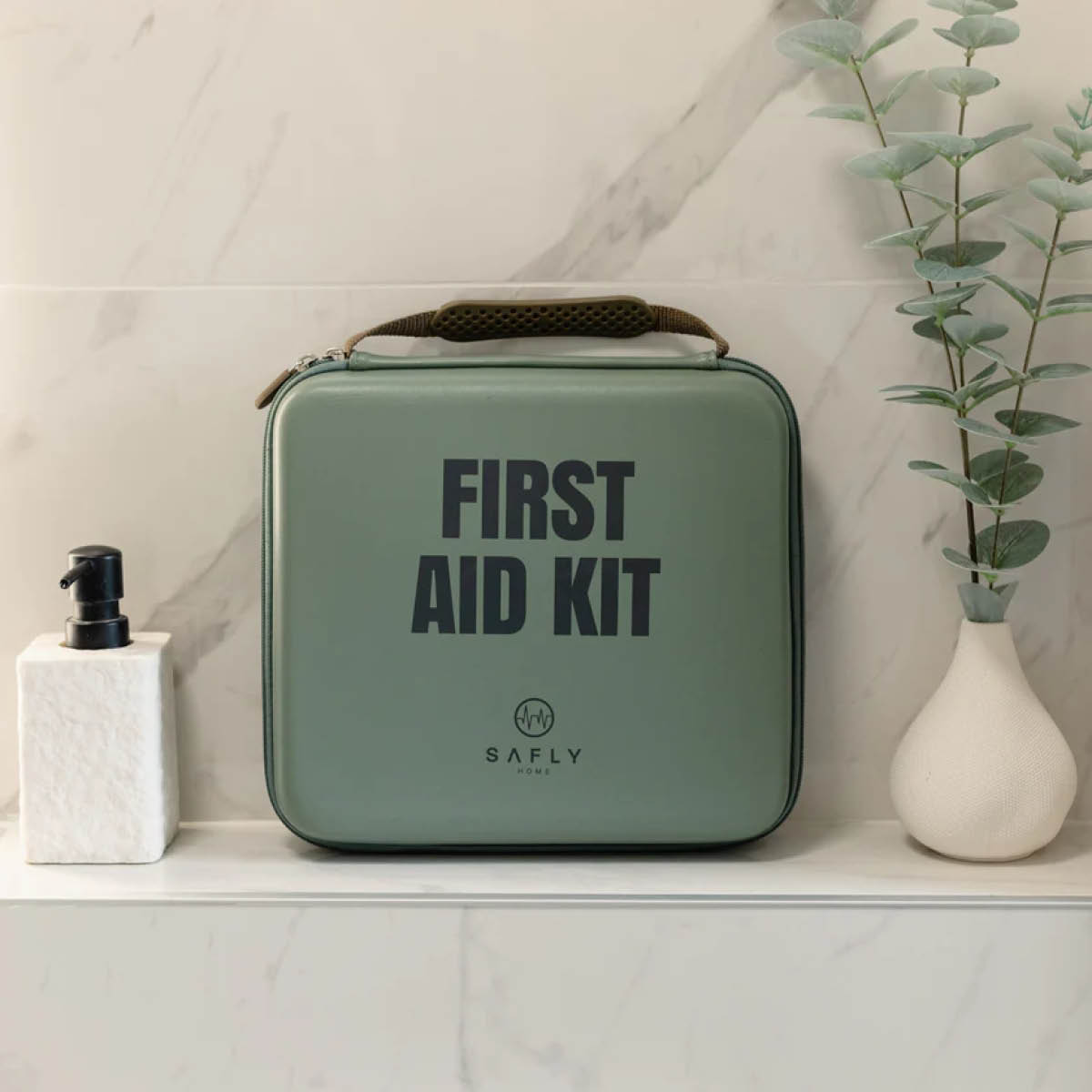 Safly Första hjälpen-låda stor 30x28x8,5 cm mossgrön