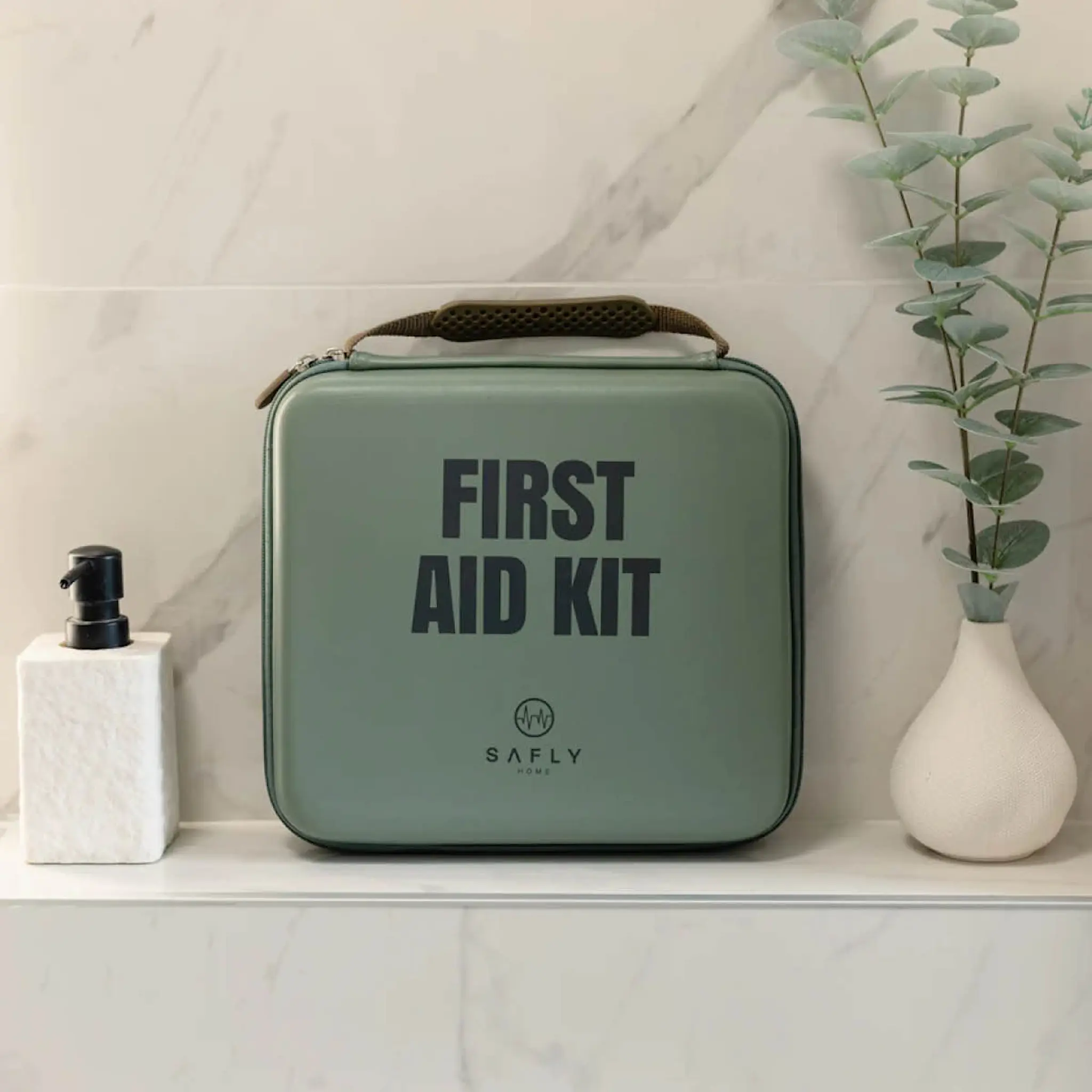 Safly Första hjälpen-låda stor 30x28x8,5 cm mossgrön