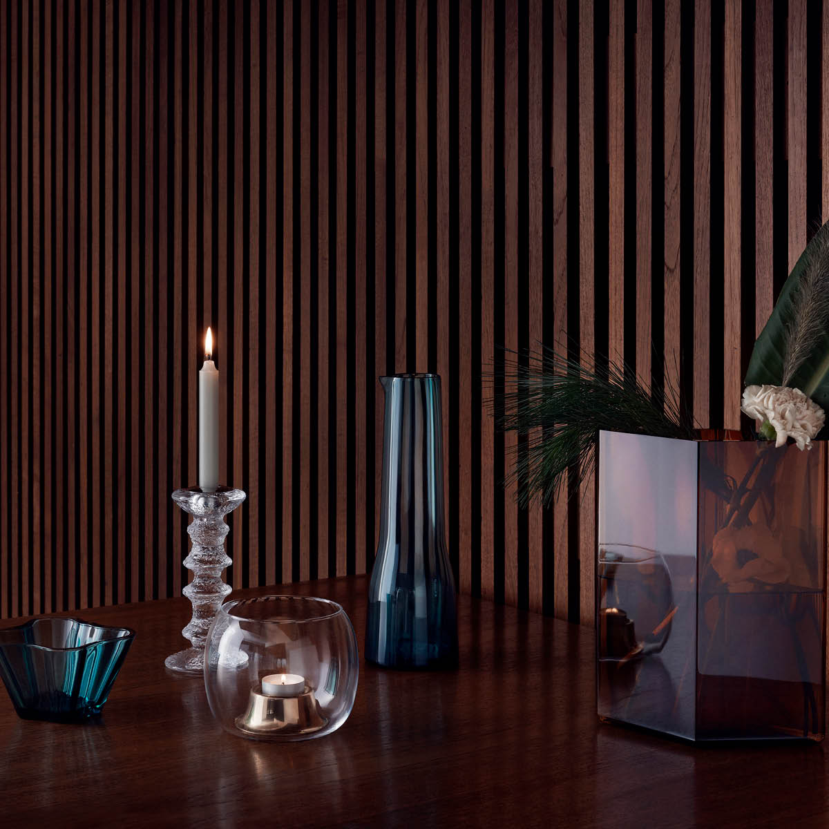 iittala Kaasa telyslykt 14,1x11,5 cm klar/rosegull