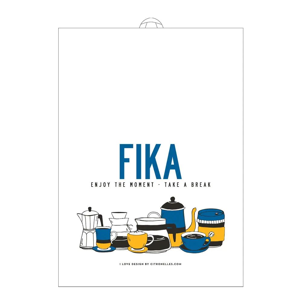 Fika Keittiöpyyhe 50x70 cm Sininen/Keltainen