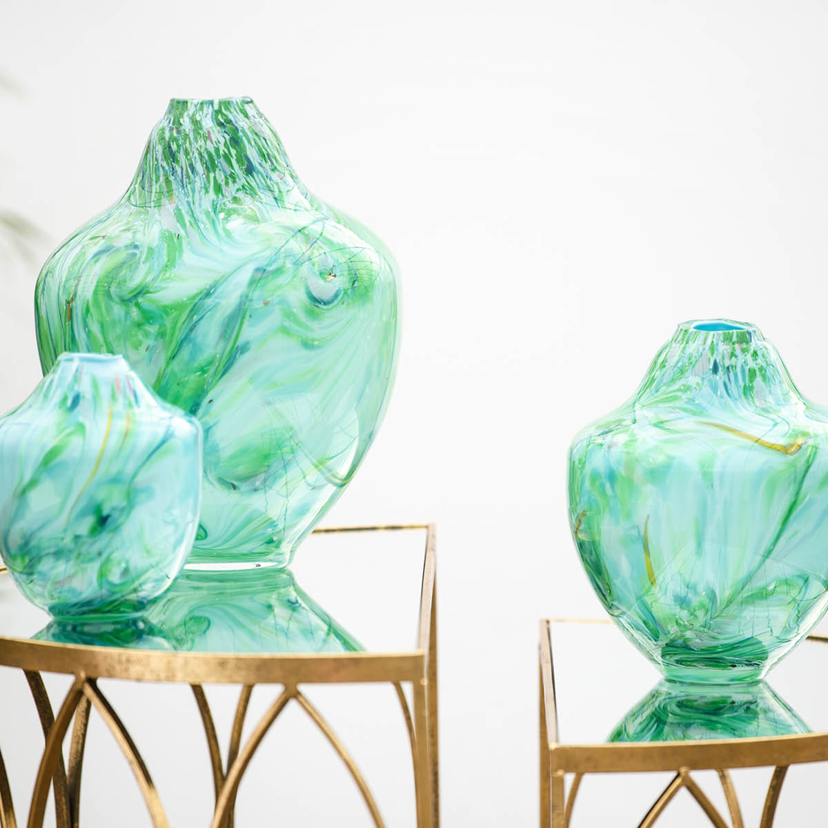 Magnor Unik skulptur kunstglass S 31 cm grønn multi