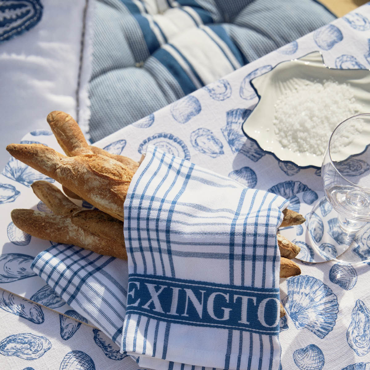 Lexington Snäcka serveringsfat stort 34 cm vit/blå