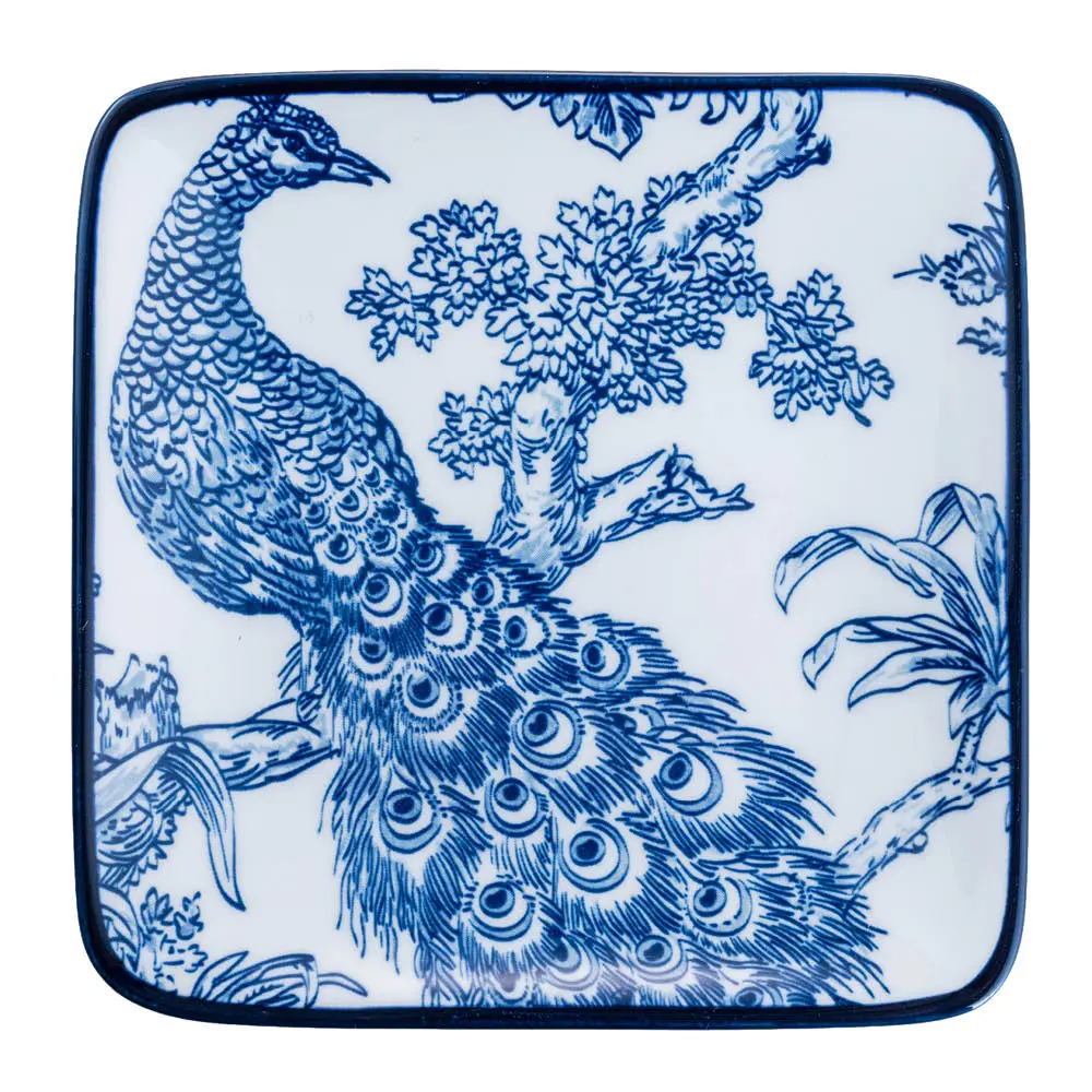 Sakura asjett 12,5x12,5 cm hvit/blå