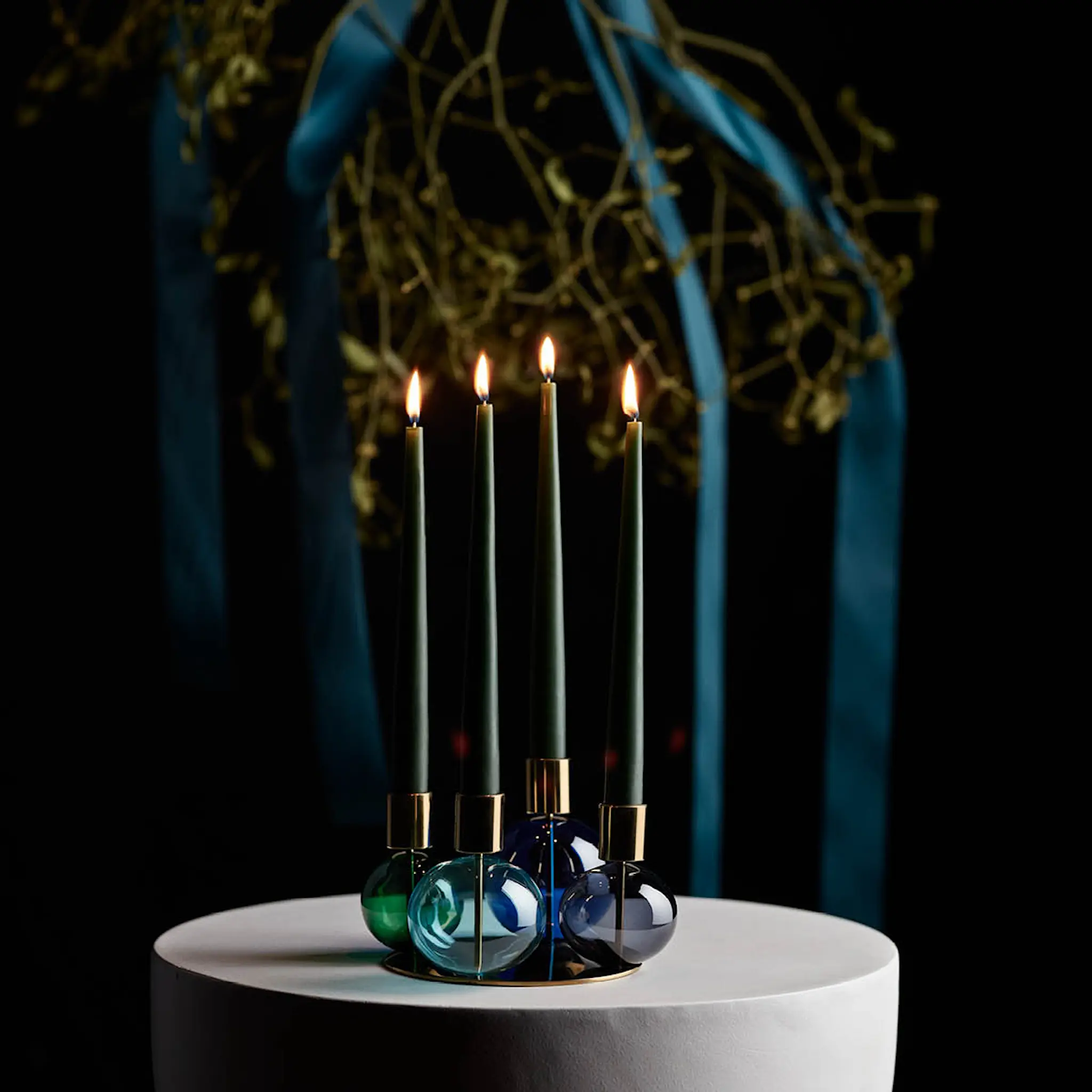 Holmegaard Bubble lysestake 14 cm blå/grønn/smoke