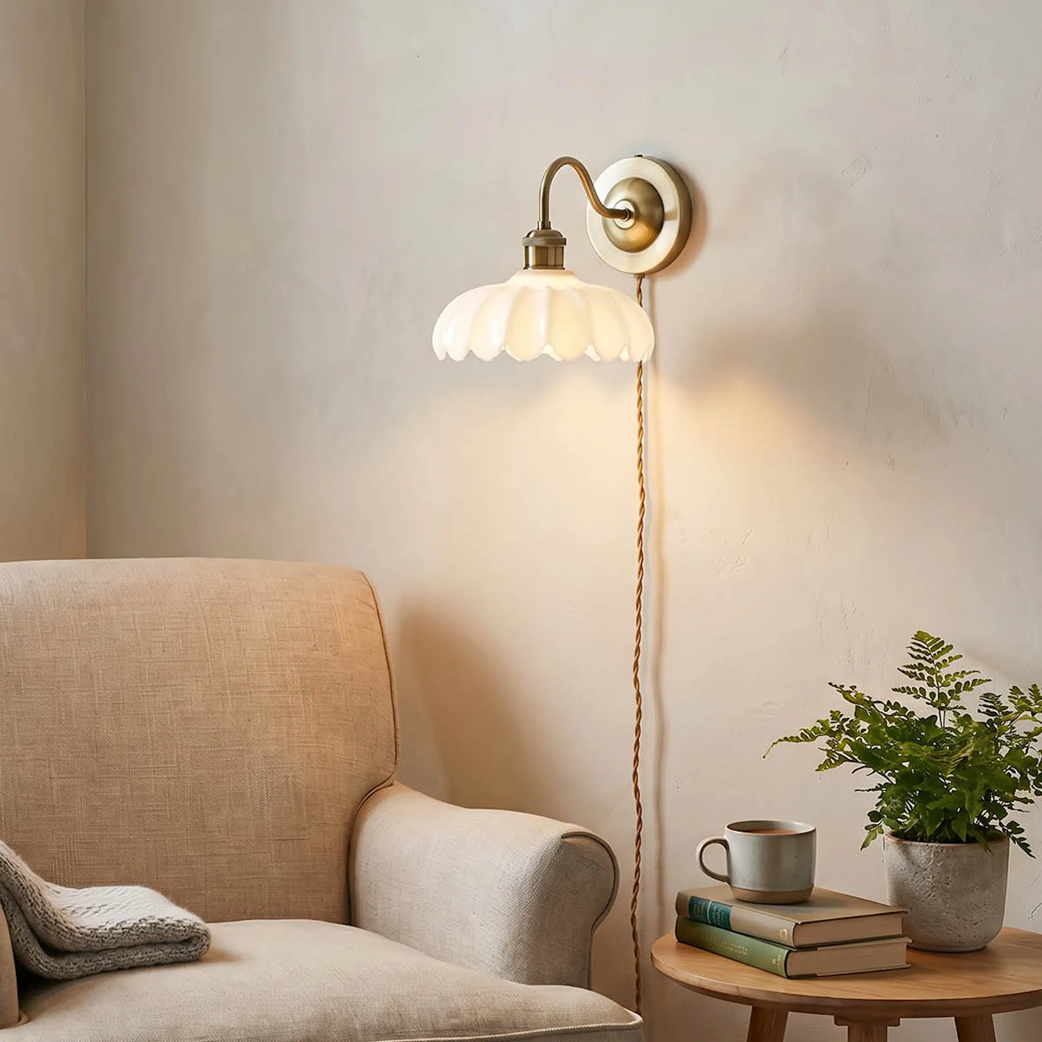 Aneta Lighting Sofia vegglampe 32 cm antikk/hvit