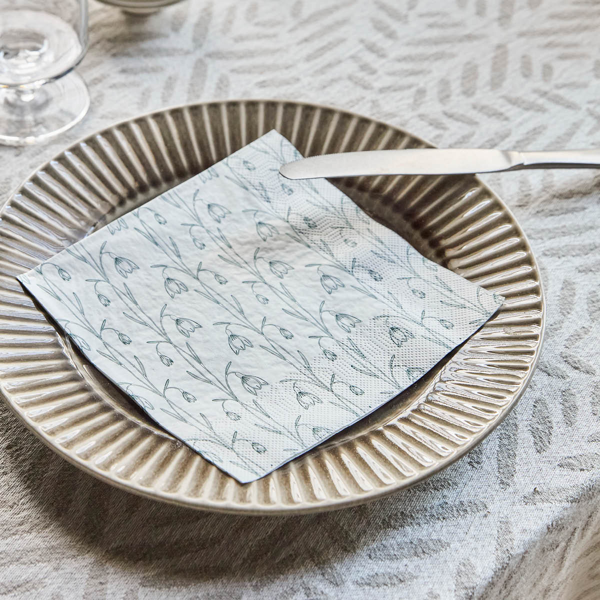 House Doctor Snowdrop servett 33x33 cm 40-pack vit/grön