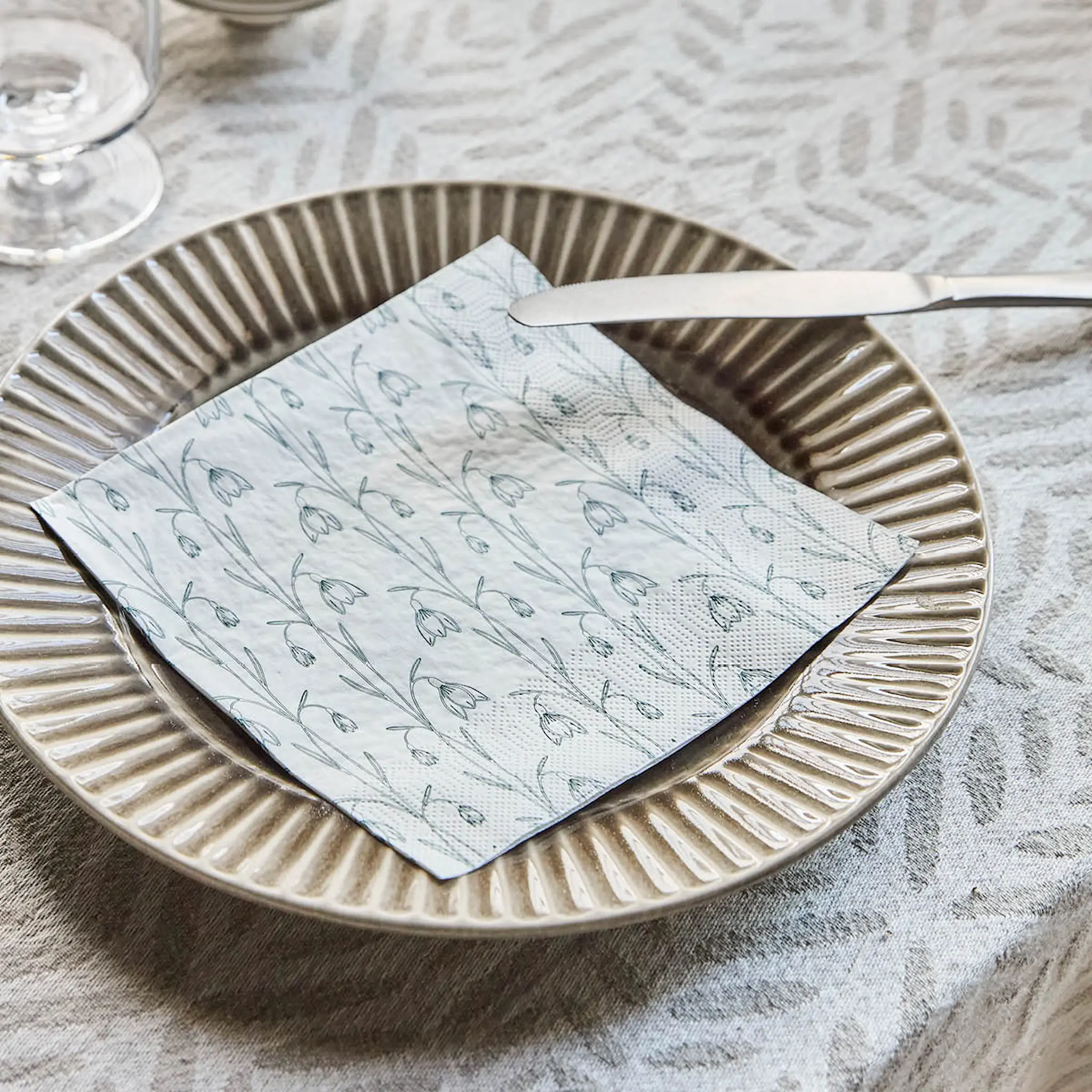 House Doctor Snowdrop servett 33x33 cm 40-pack vit/grön