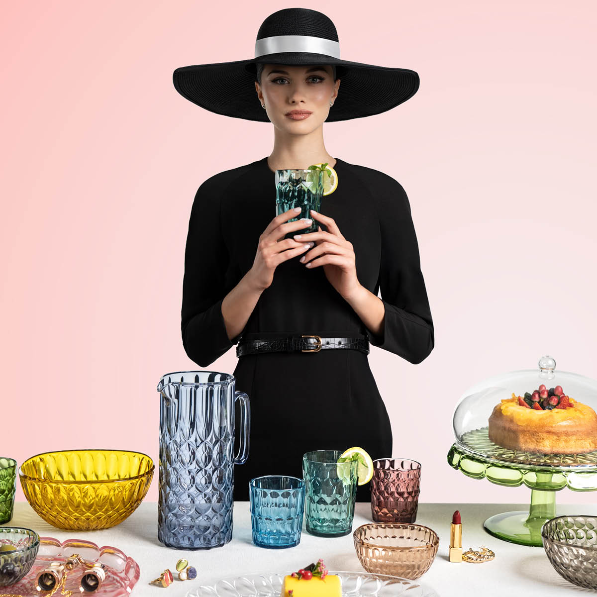 Guzzini Vanity tillbringare med lock 1,75 L bioplast Denim blue