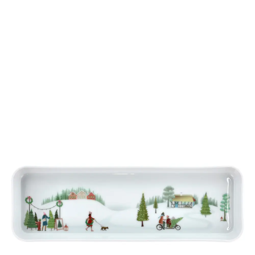 Vinter fat rektangulært 36x12 cm Ildfast porselen hvit