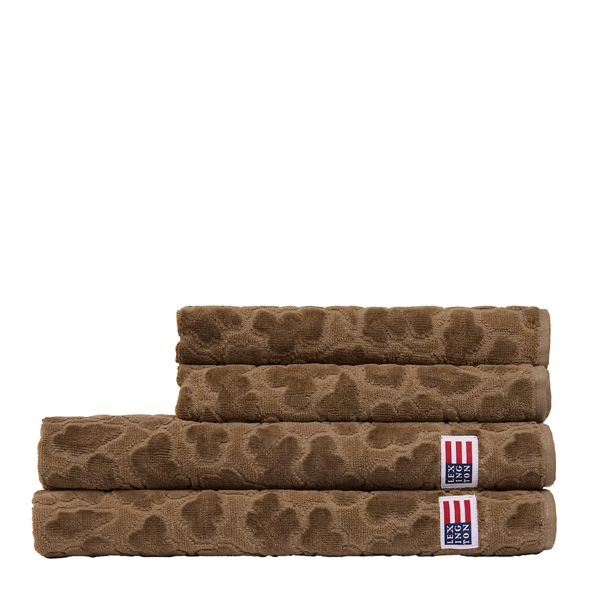 Lexington Velour Jacquard handduk med lövmönster 70x50 cm oliv
