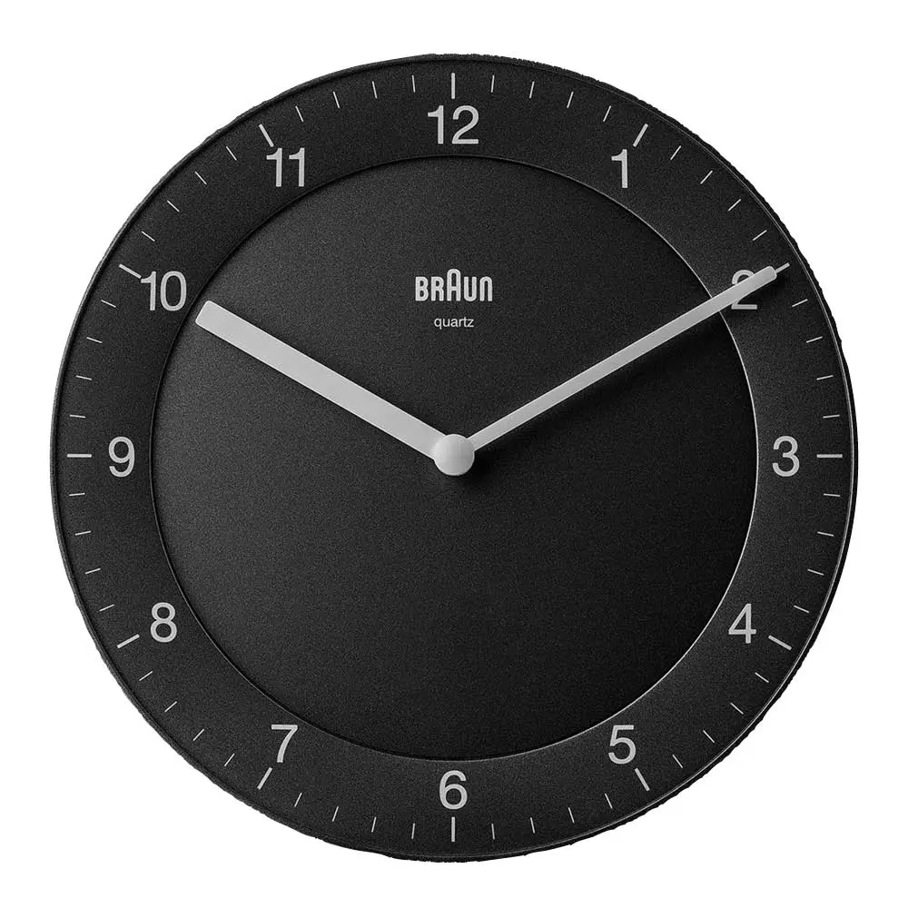 Vegglokke analog 20 cm svart