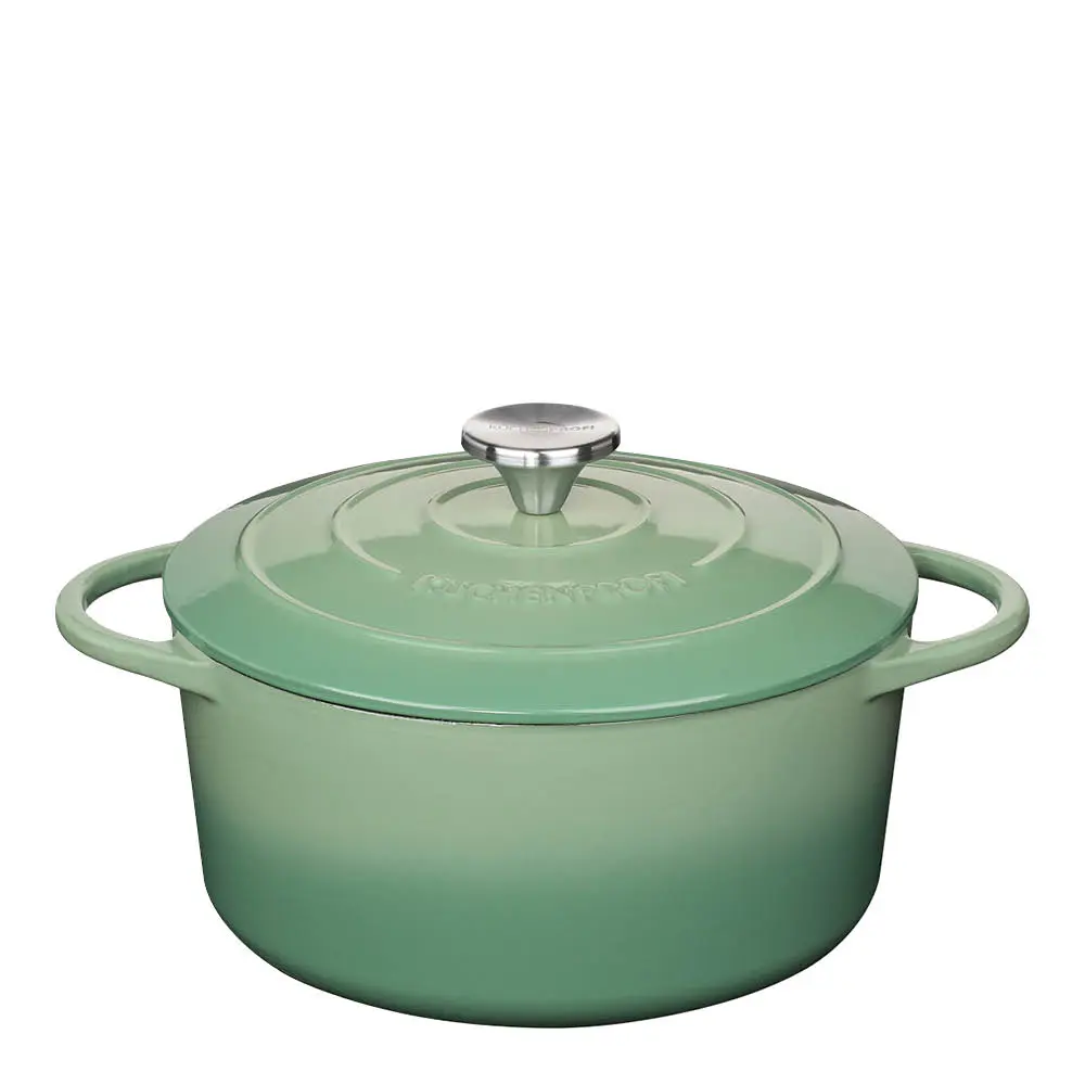 Provence støpejernsgryte rund 24 cm 4,2L jade