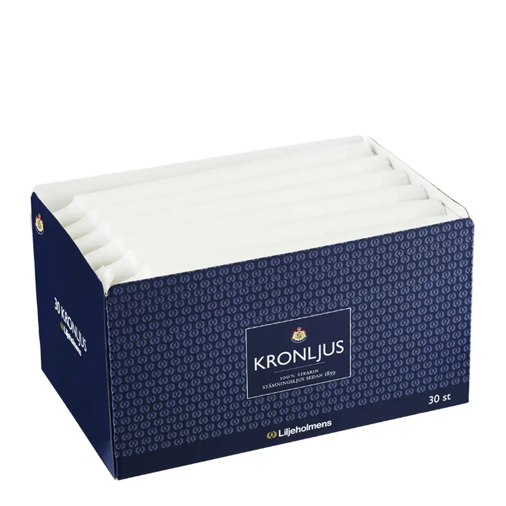 Kruunukynttilä 21,1 cm 30 kpl Valkoinen