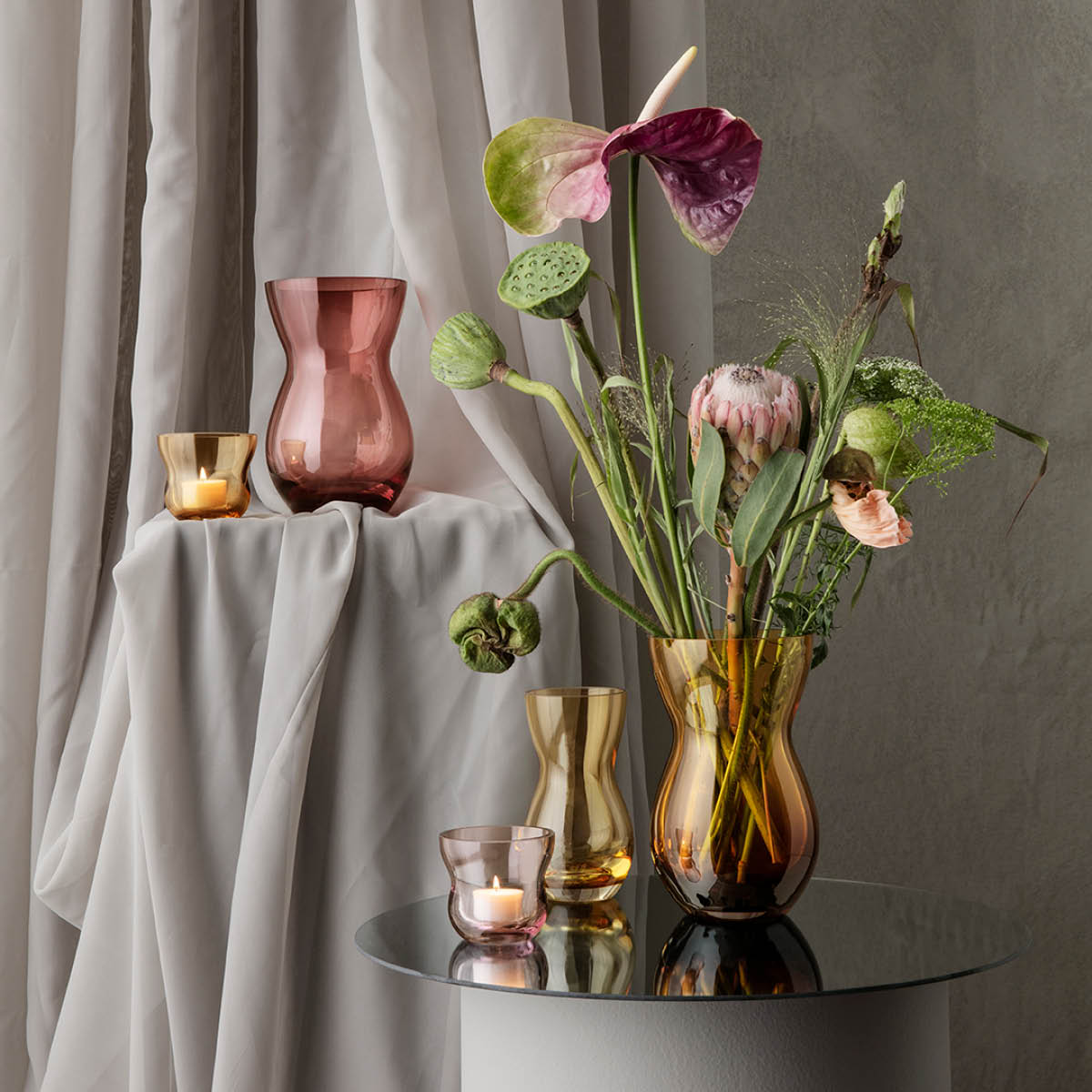 Holmegaard Calabas telyslykt Ø8,5 cm burgundy