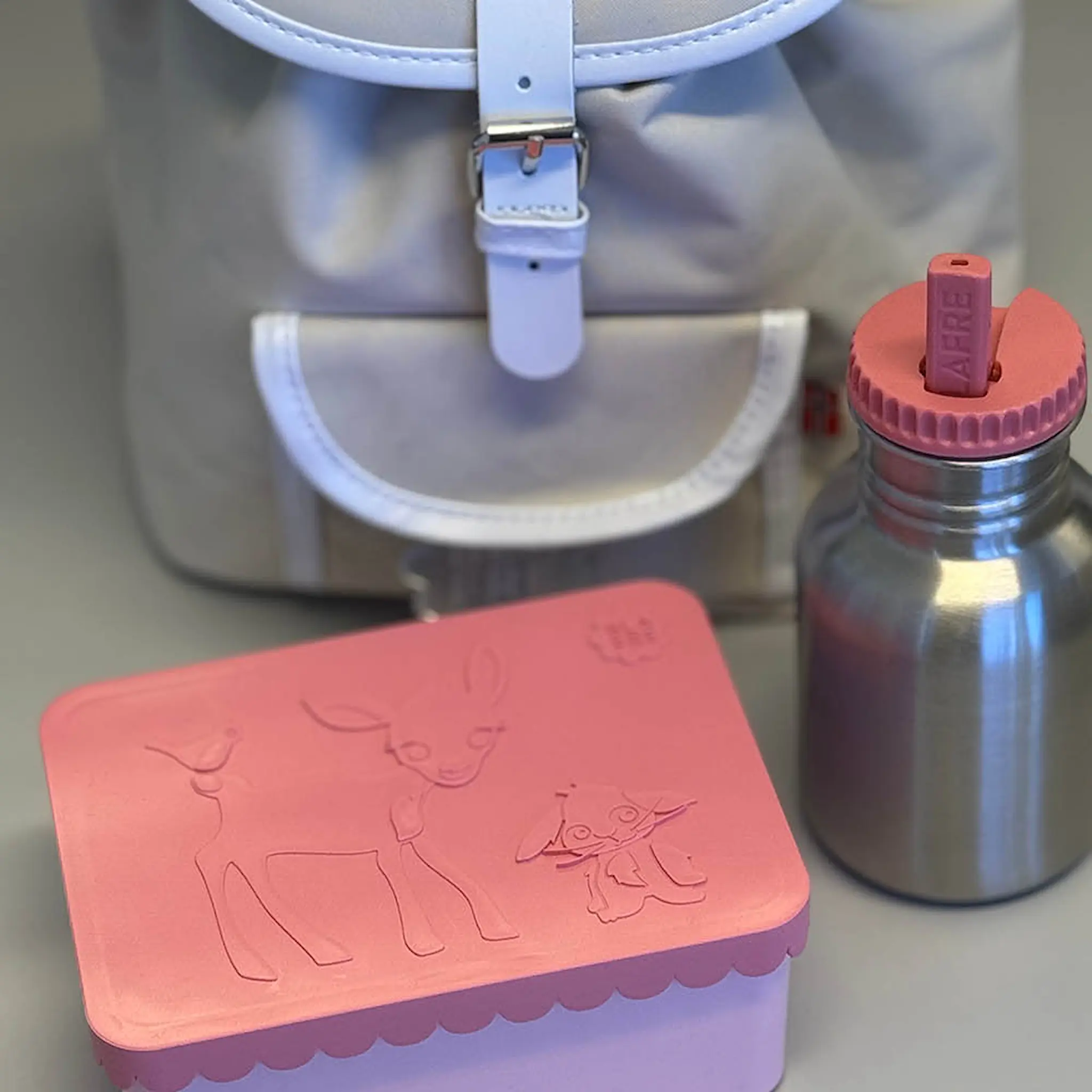 Blafre Matlåda i plast ett fack 11x14 cm Rådjur rosa/rosa