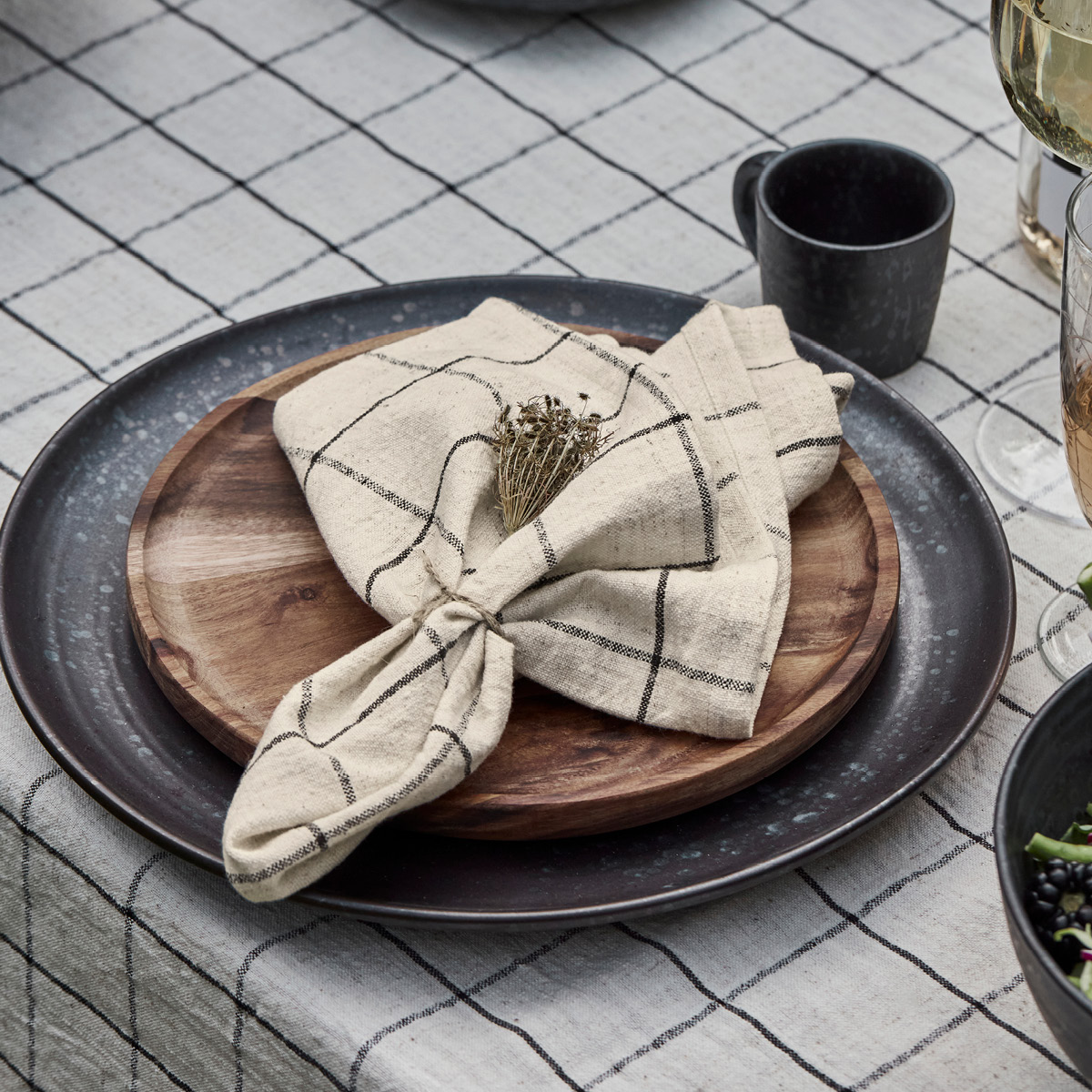 House Doctor Join tygservetter 40x40 cm 4-pack svart/off-white