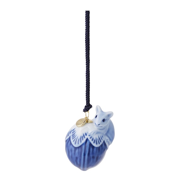 Julornament mus 4,5 cm blå