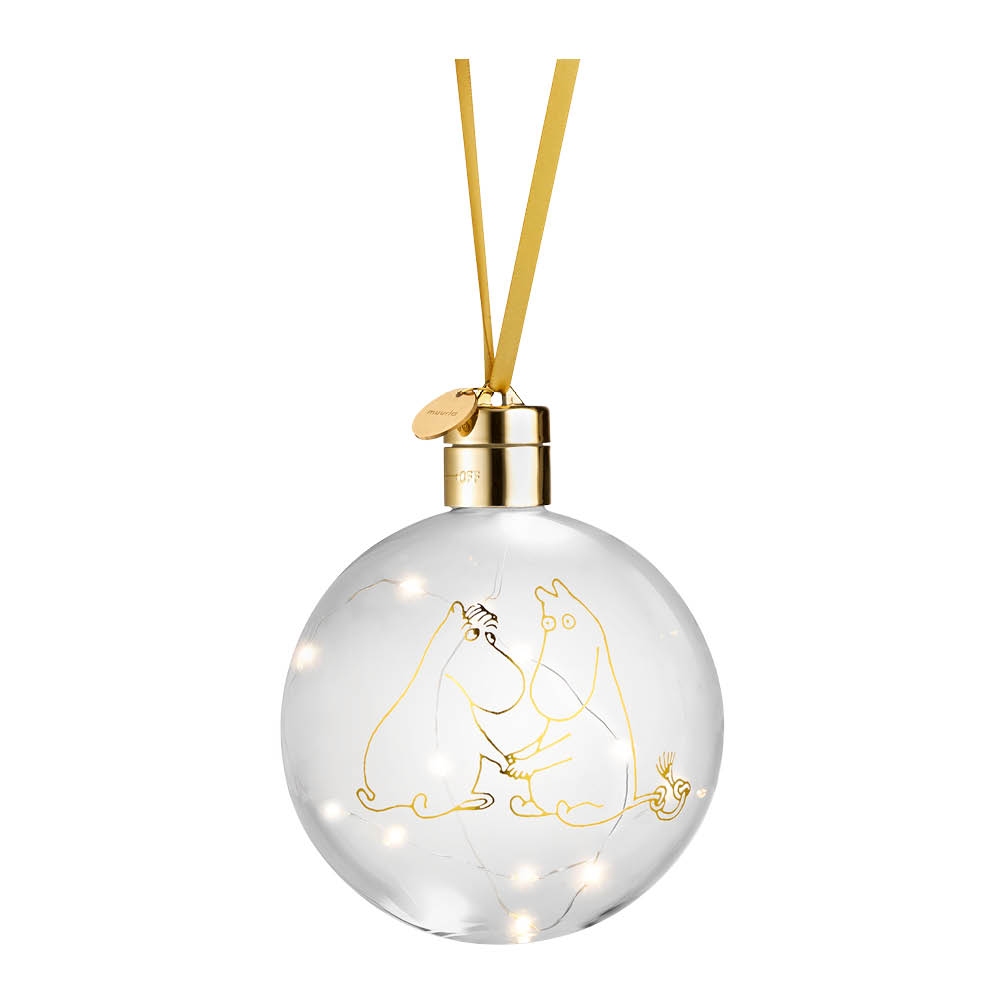 Muurla Mumin julkula med LED ljus 11 cm Mumin 80 år guld