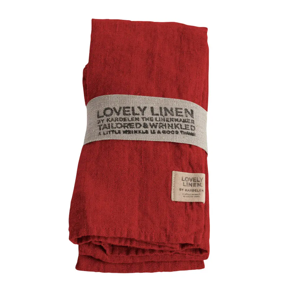Lovely serviett lin 45x45 cm 4 stk Real Red
