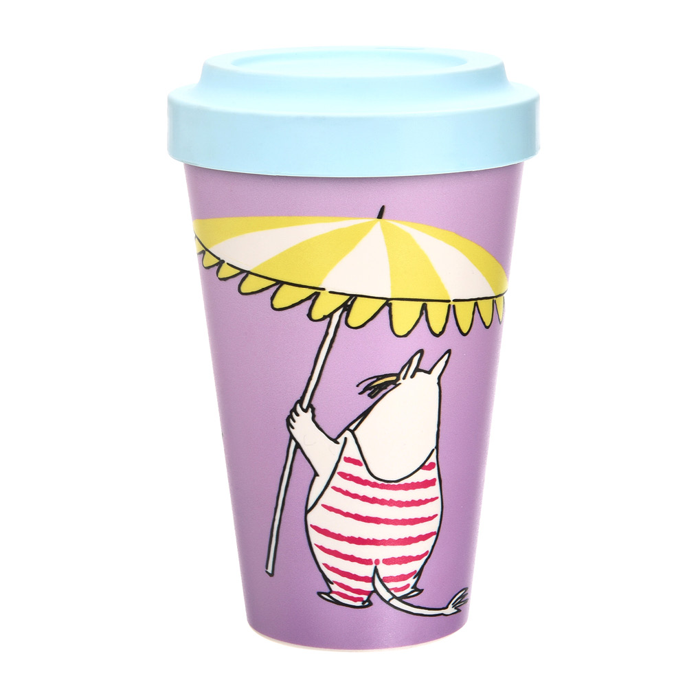 Nordicbuddies Mummi reisekopp 45 cl Snorkfrøken nyter på stranden lilla