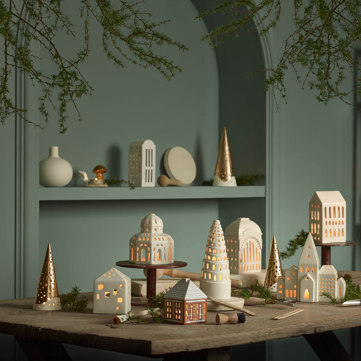 Kähler Urbania Ljuslykta Town House 12,5 cm Vit