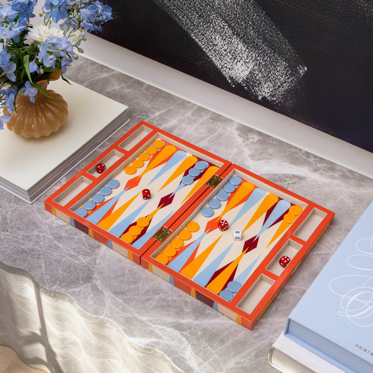 Printworks Classic lakattu backgammon punainen/multi