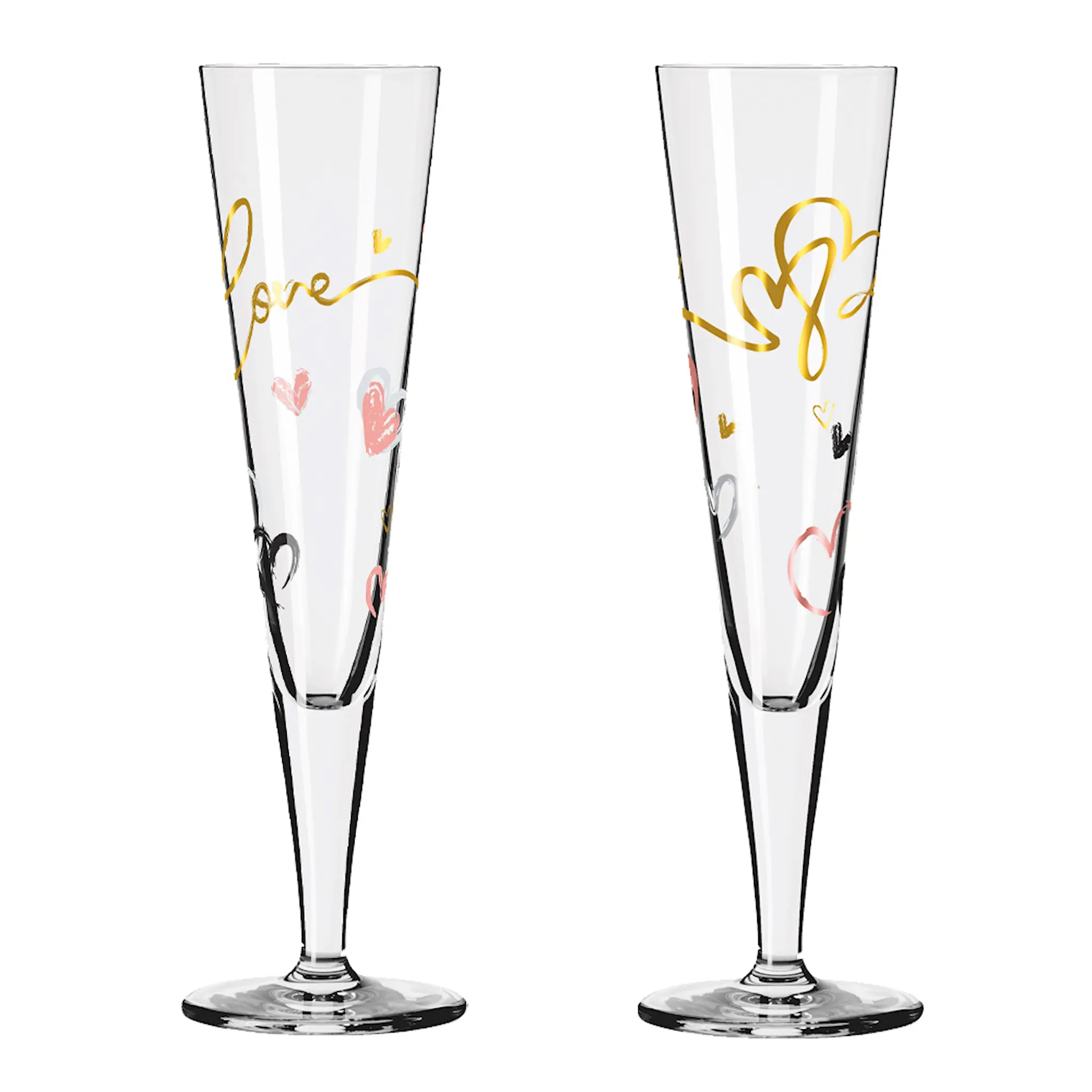 Ritzenhoff Goldnacht Champagneglas Hearts 2-pack Guld