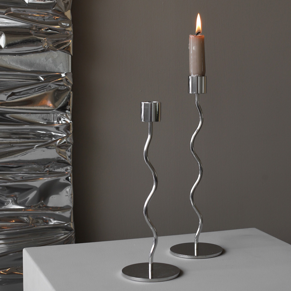 Cooee Curved lysestake 23 cm sølv