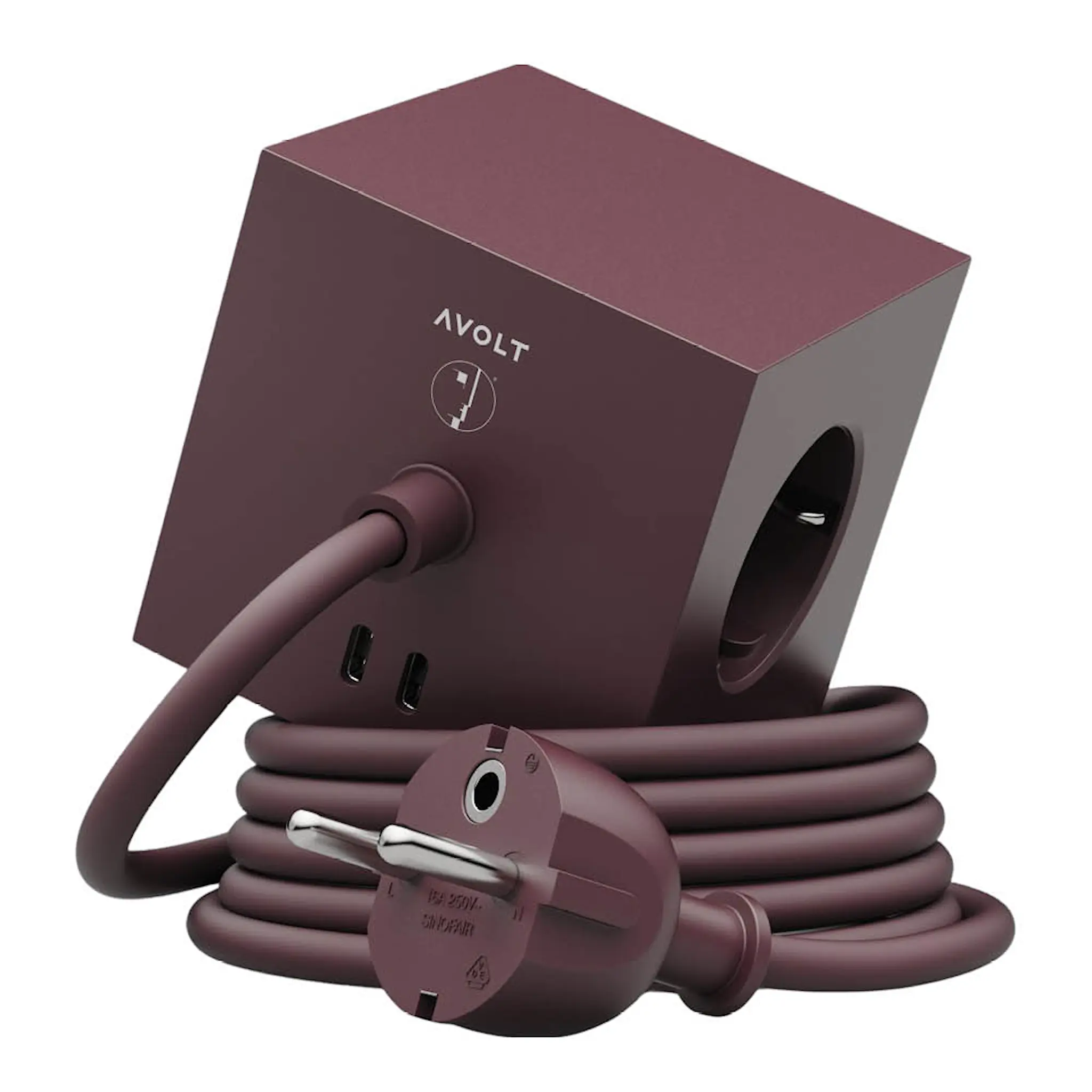 Avolt Square 1 Bauhaus Archiv USB-C Jatkojohto 1,8 m Mulberry Red