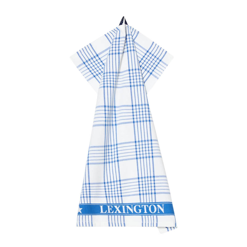 Lexington Kökshandduk 70x50 cm frotté rutig vit/blå
