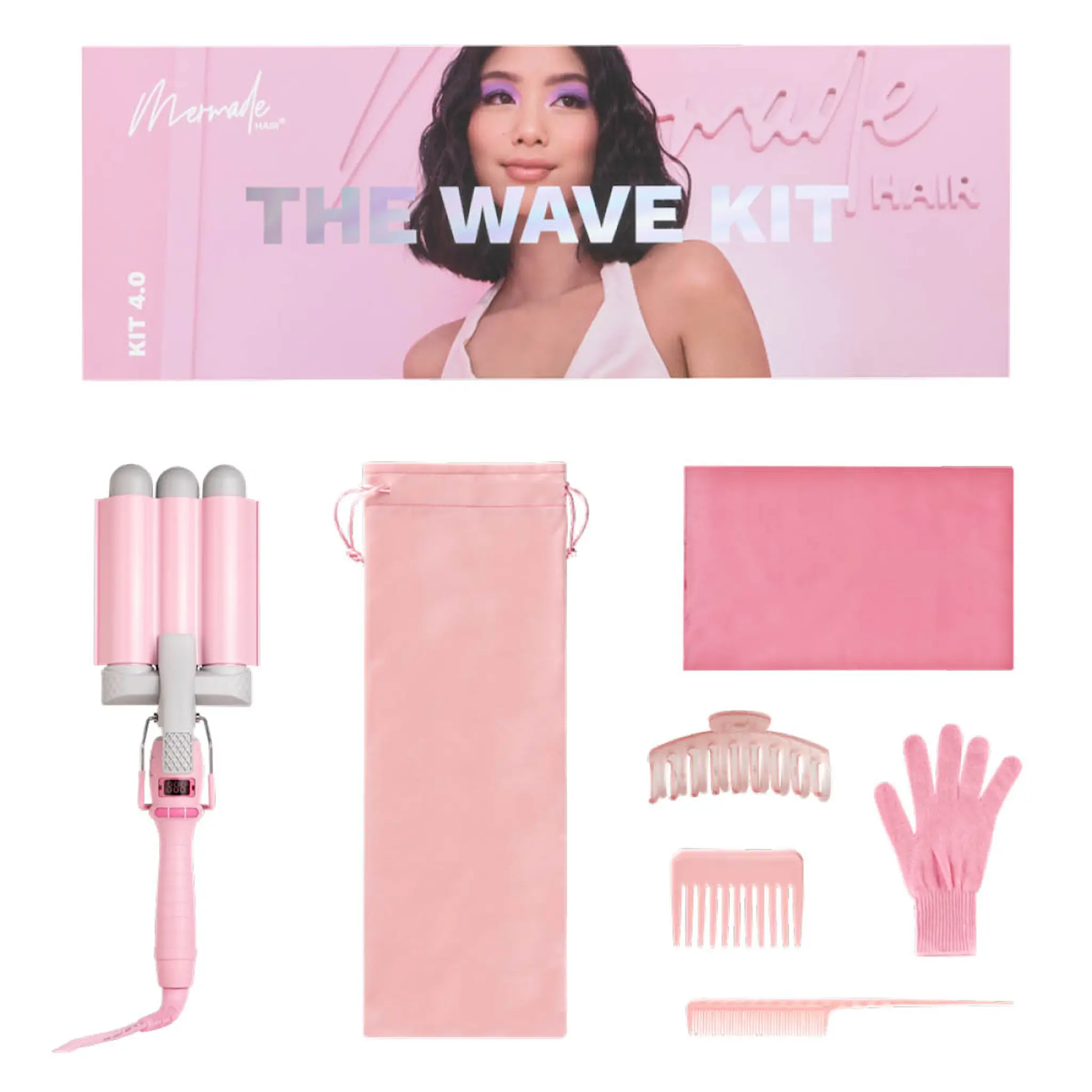 Mermade The Wave Kit vågtångset Pro vågtång trippel 6 delar rosa