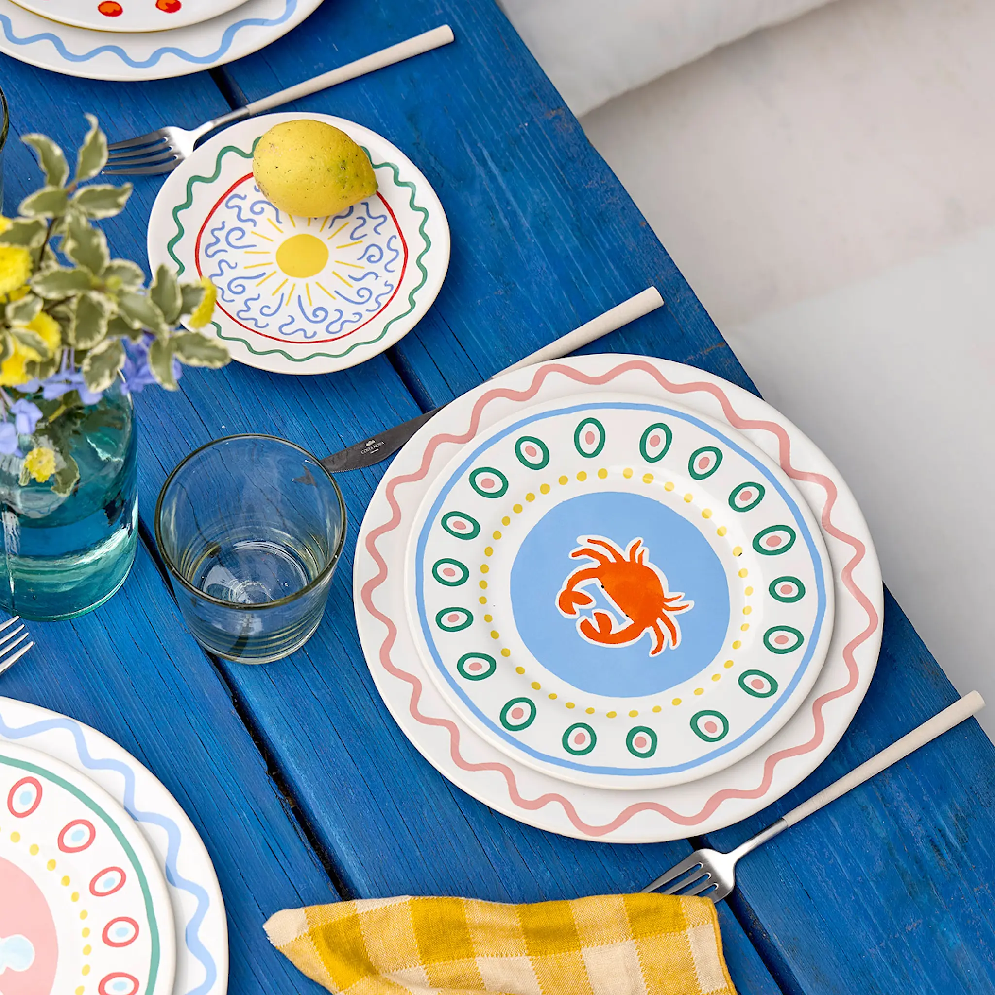 Costa Nova Bliss tallrik flat 22 cm krabba multi