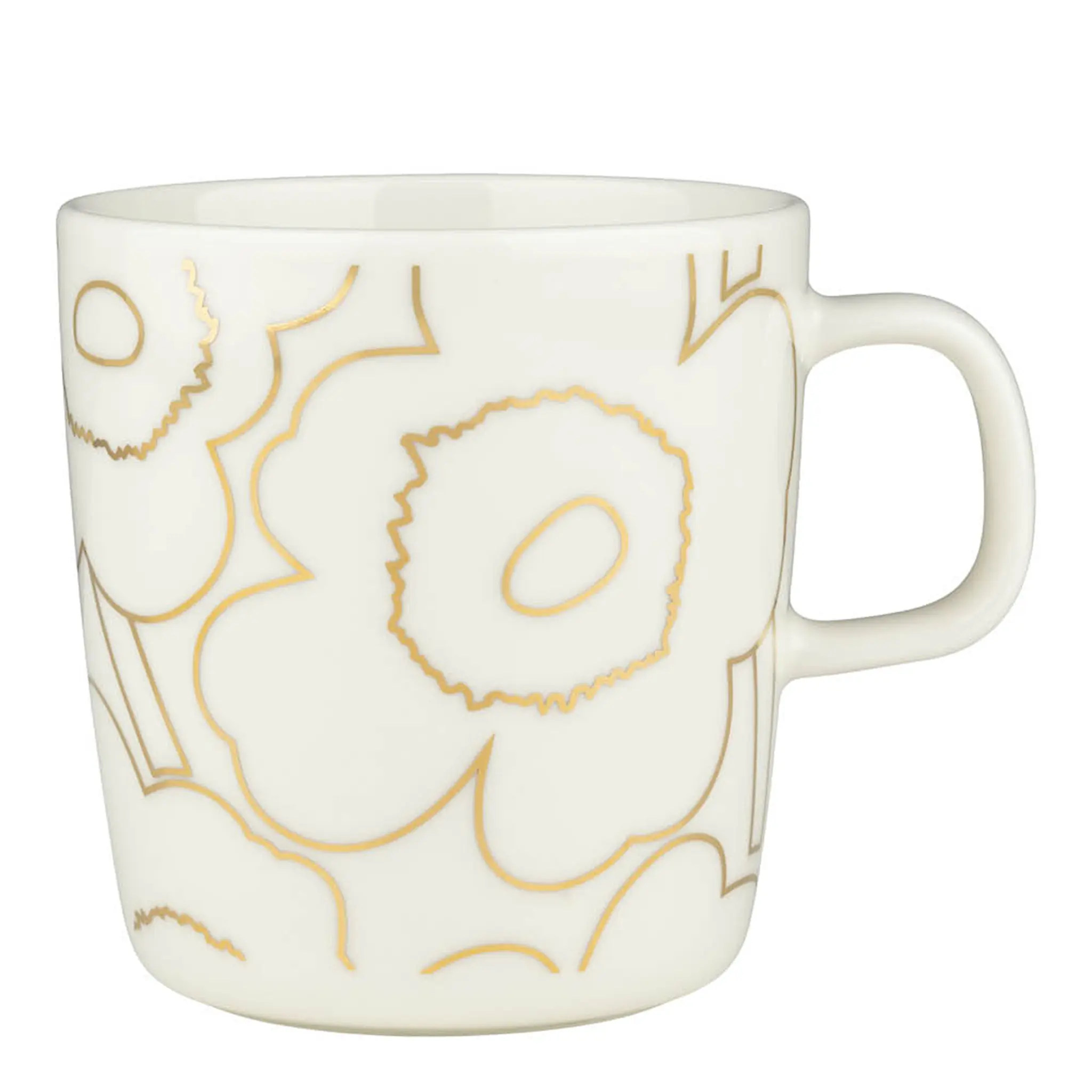 Marimekko Piirto Unikko mugg 40 cl vit/guld
