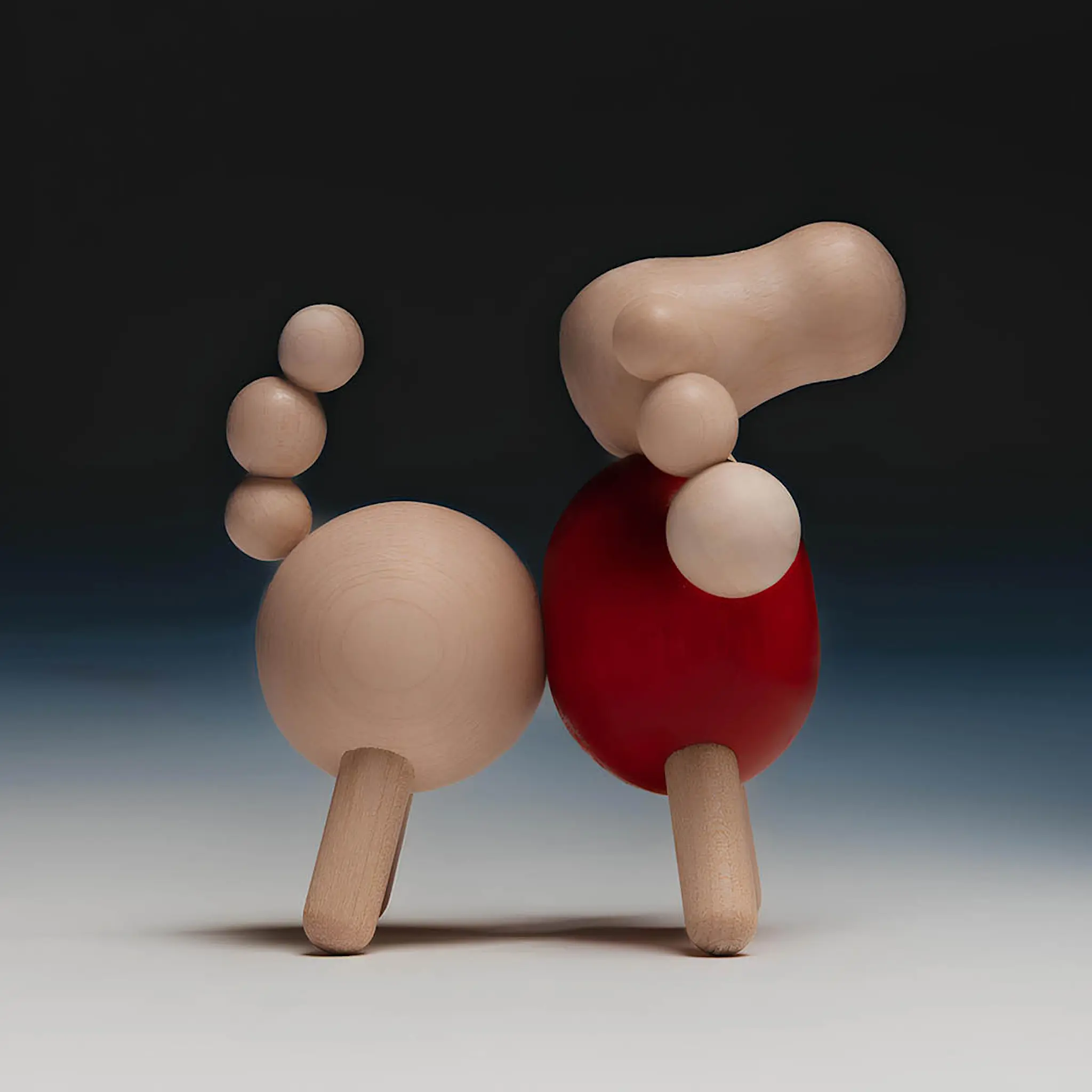 Aarikka Villakoira pieni figuuri 11 cm puu/punainen